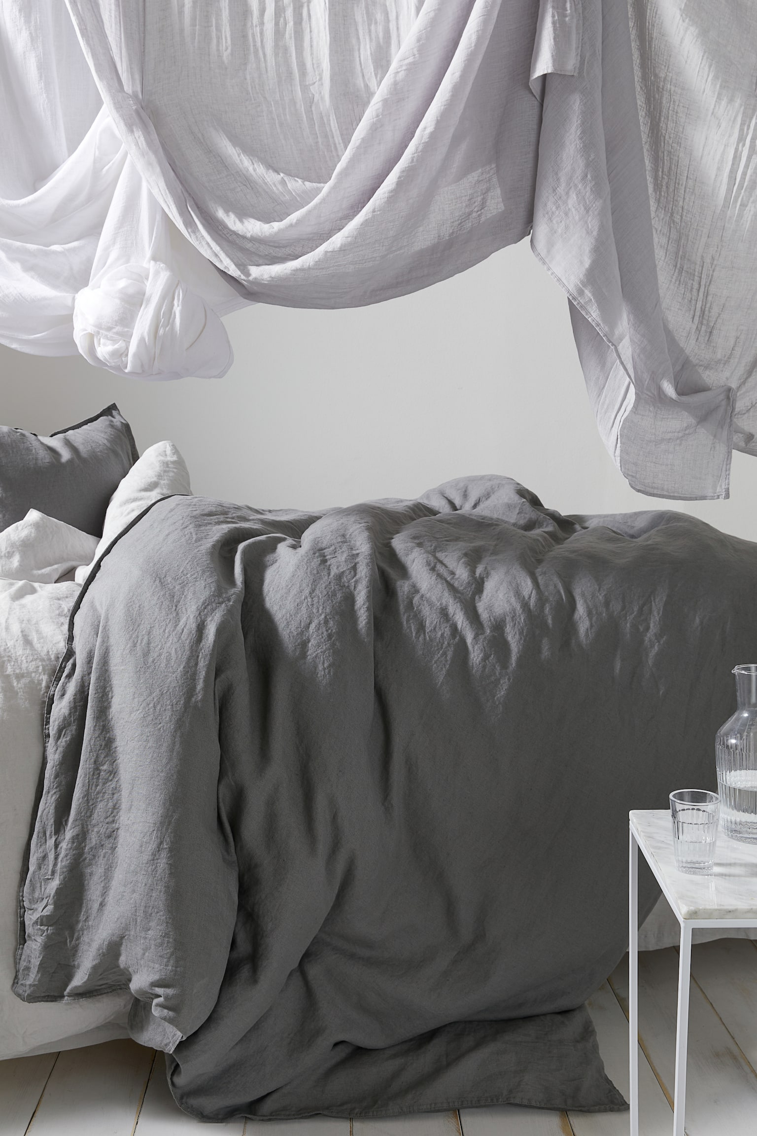 Linen single duvet cover set - Grey/White/Light grey/Beige/Black/Sage green/Mocha beige/Blue - 2