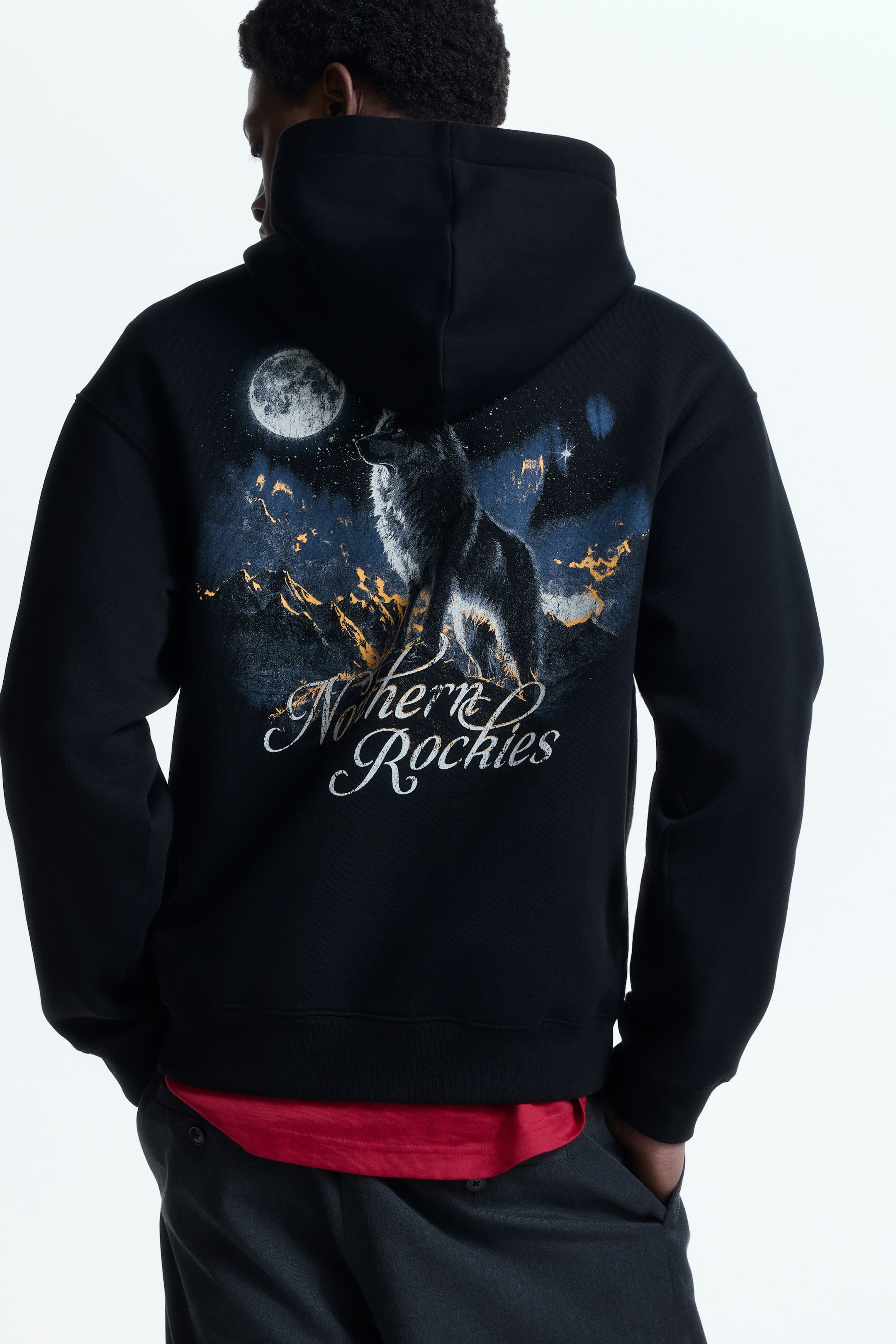 Größeres Bild anzeigen: Bedruckter Hoodie in Relaxed Fit - Black/Northern rockies - Men | H&M AT 4