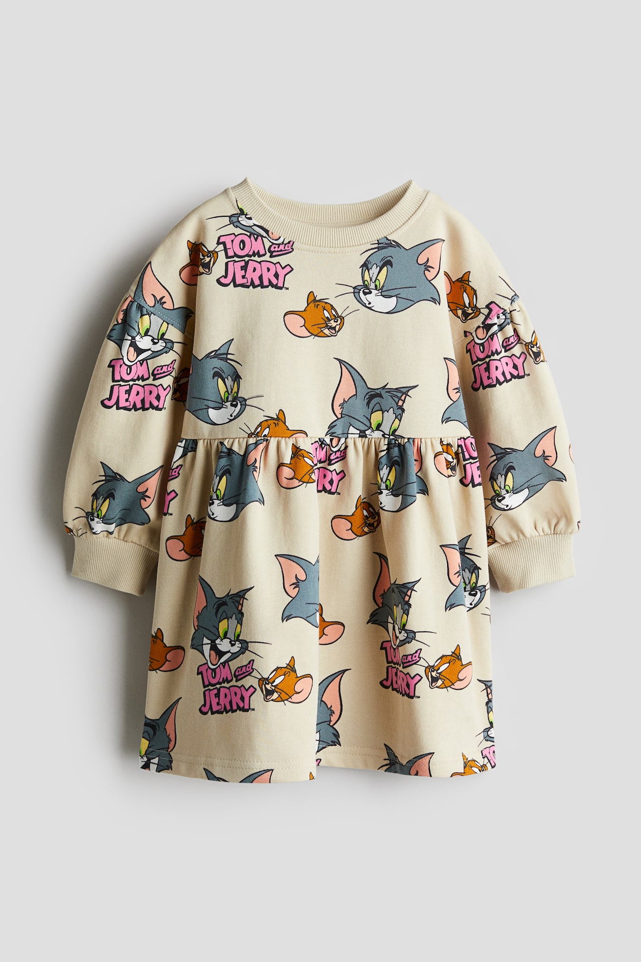 Baby Girl Terry Dress In Tom & Jerry Print Orange Color