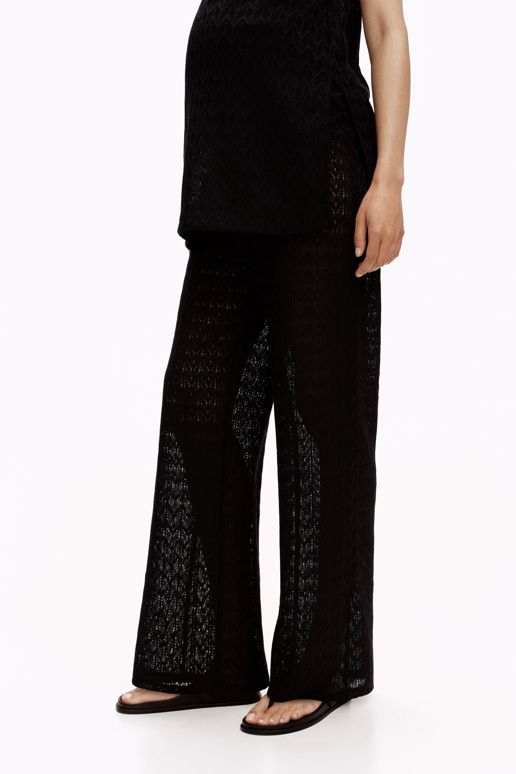 Женские брюки H&M MAMA Pointelle-Knit Drawstring Pants — фото 3