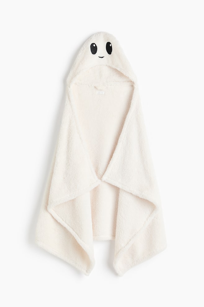 Plaid à capuche en tissu peluche - Crème/fantôme - 1