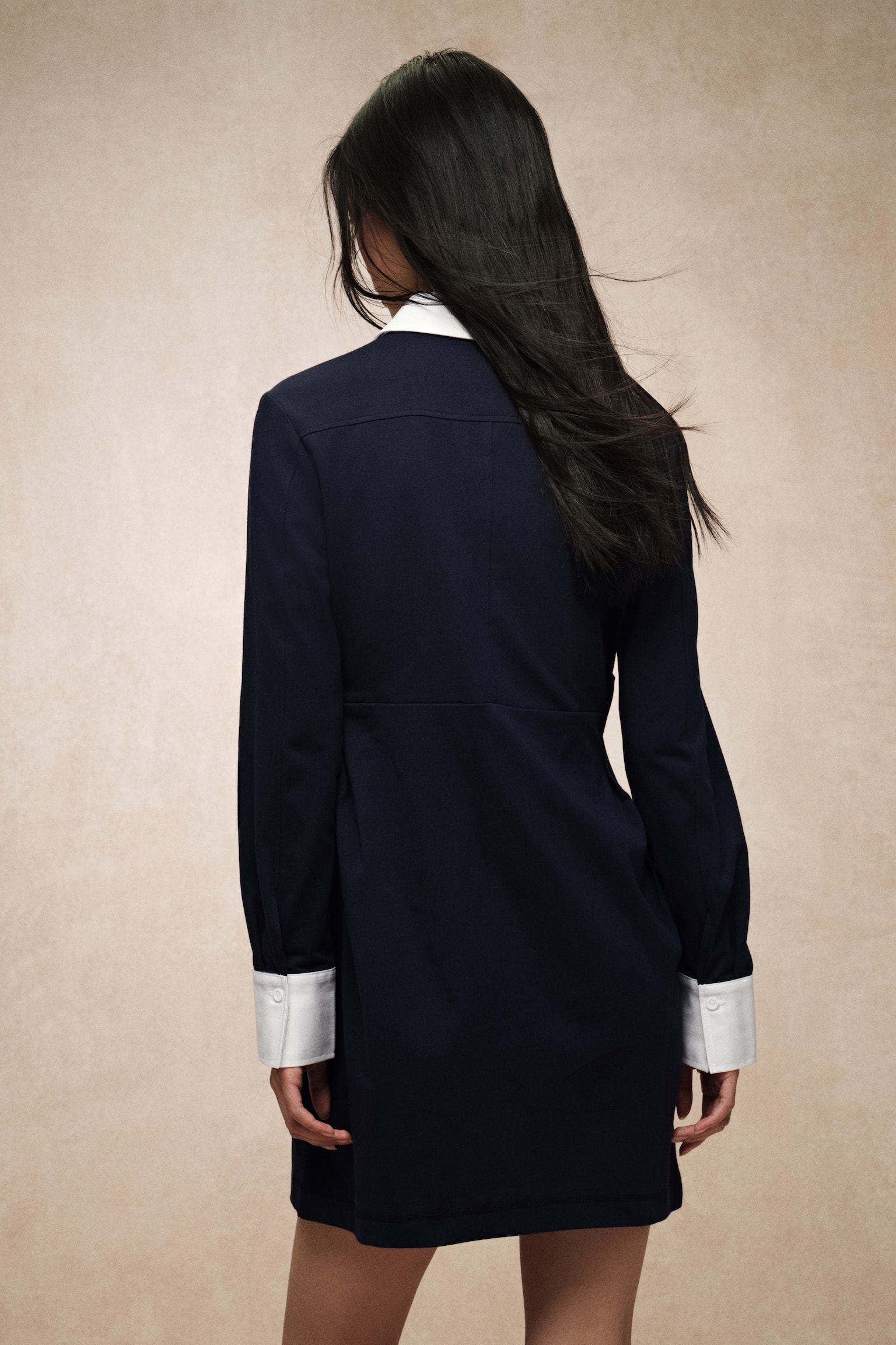 롱 슬리브 럭비 드레스 - 네이비 블루 - 4