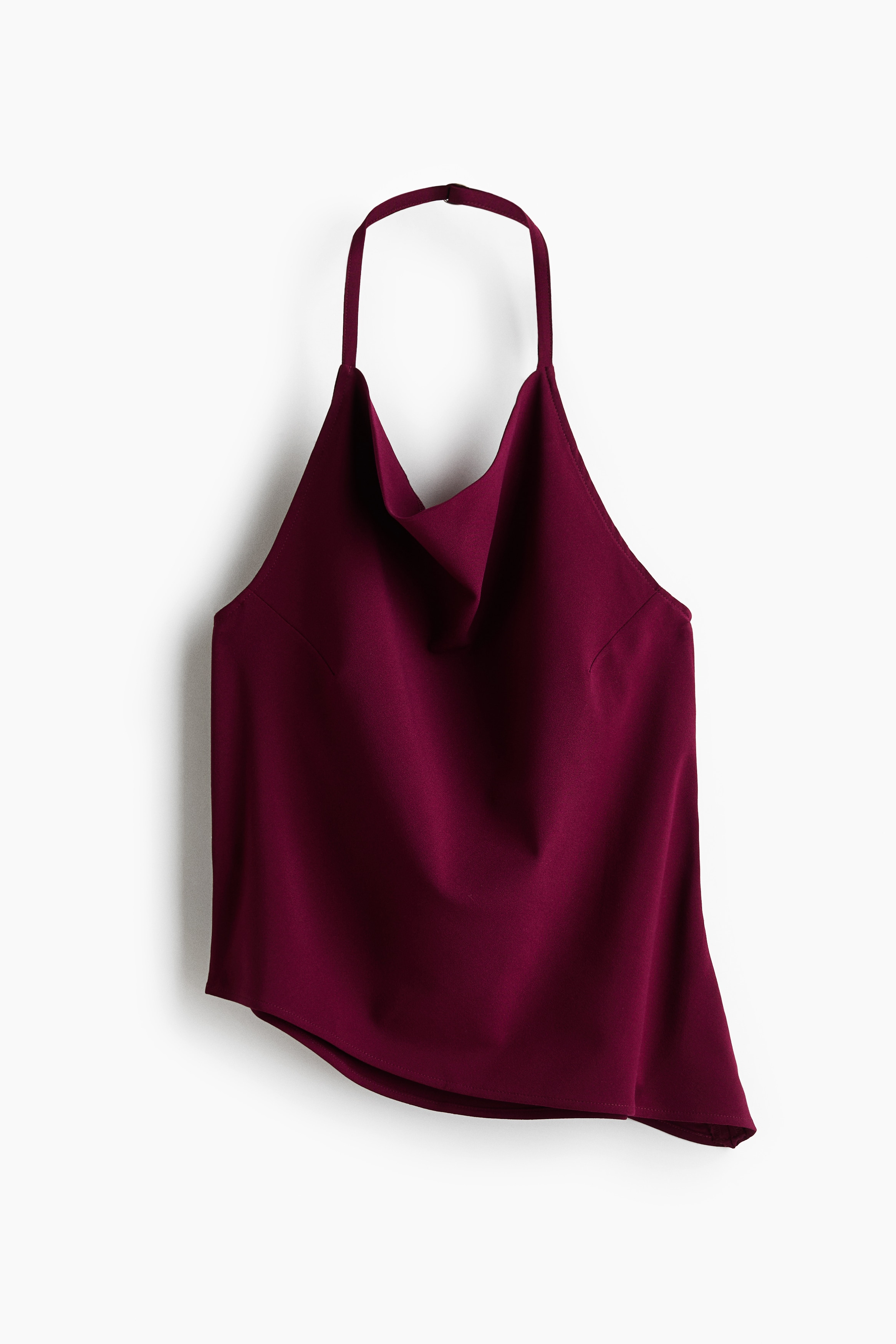 Asymmetric Halterneck Top - Burgundy/Gray/pinstriped/Black