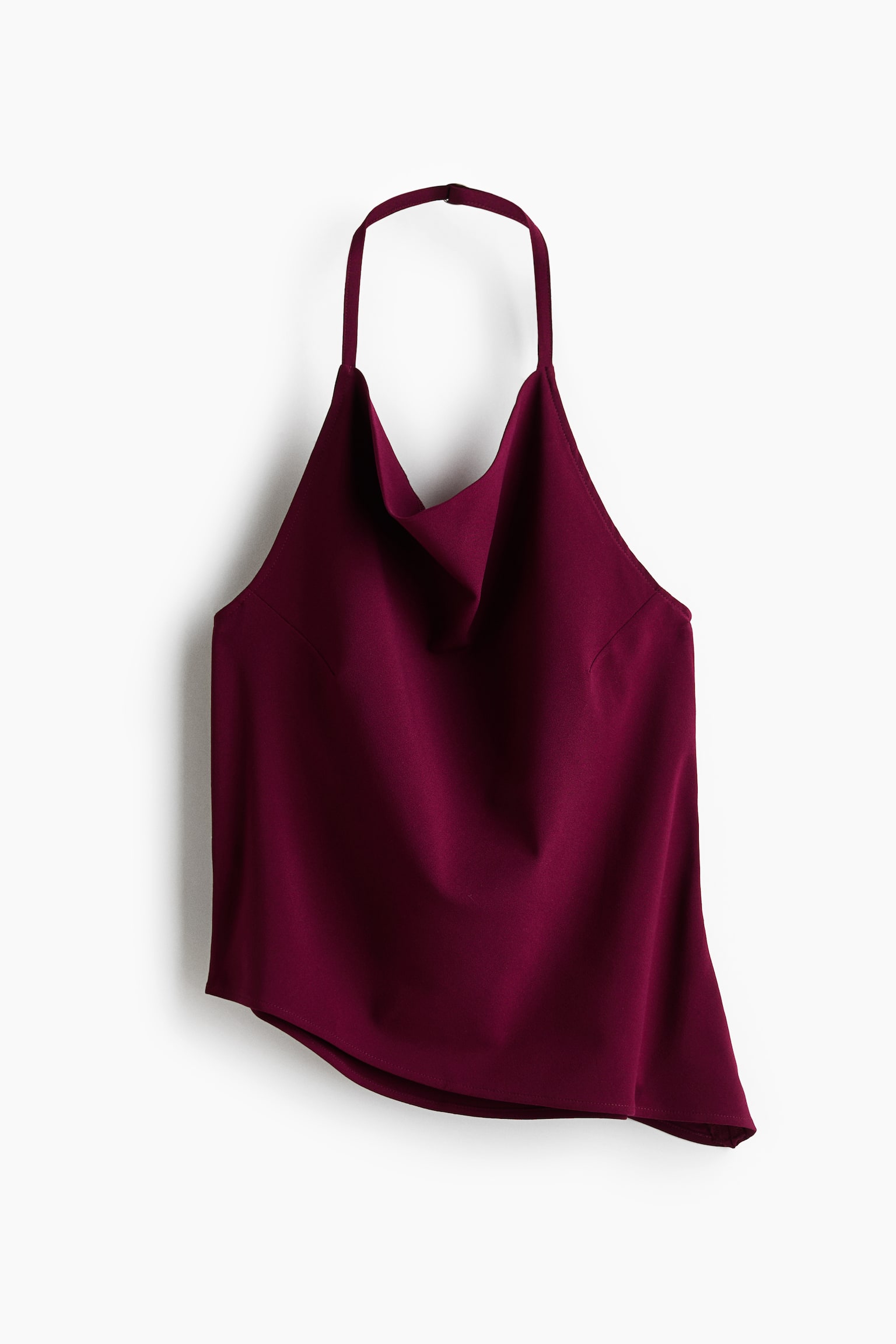 Asymmetric Halterneck Top - Burgundy/Black/Gray/pinstriped - 1
