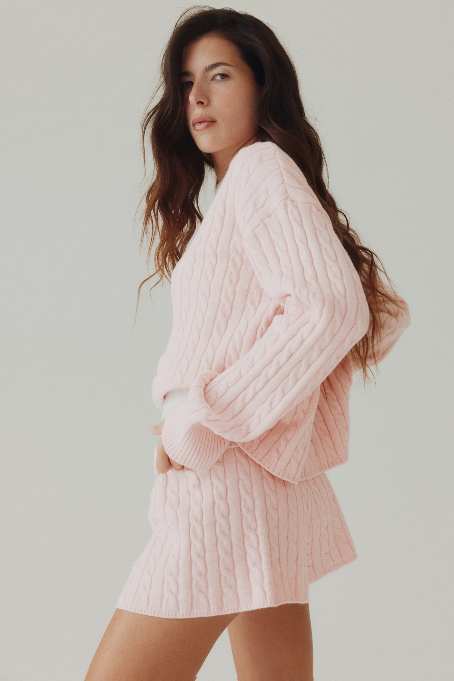 Cable-knit shorts - Light pink - 4