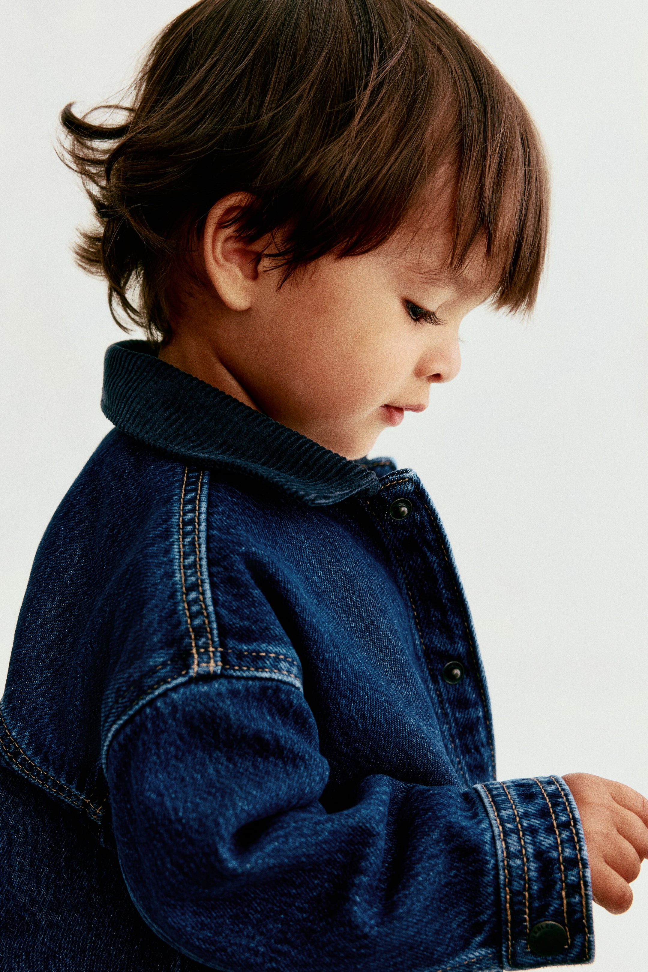 Denim Jacket with Corduroy Collar