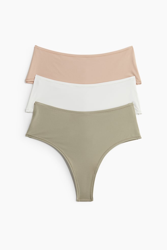 3-pack microfibre Brazilian briefs - Light khaki green/Beige/Black/Dark brown/Light pink/Cream/Dark grey/Light beige/Dark brown/Beige - 1