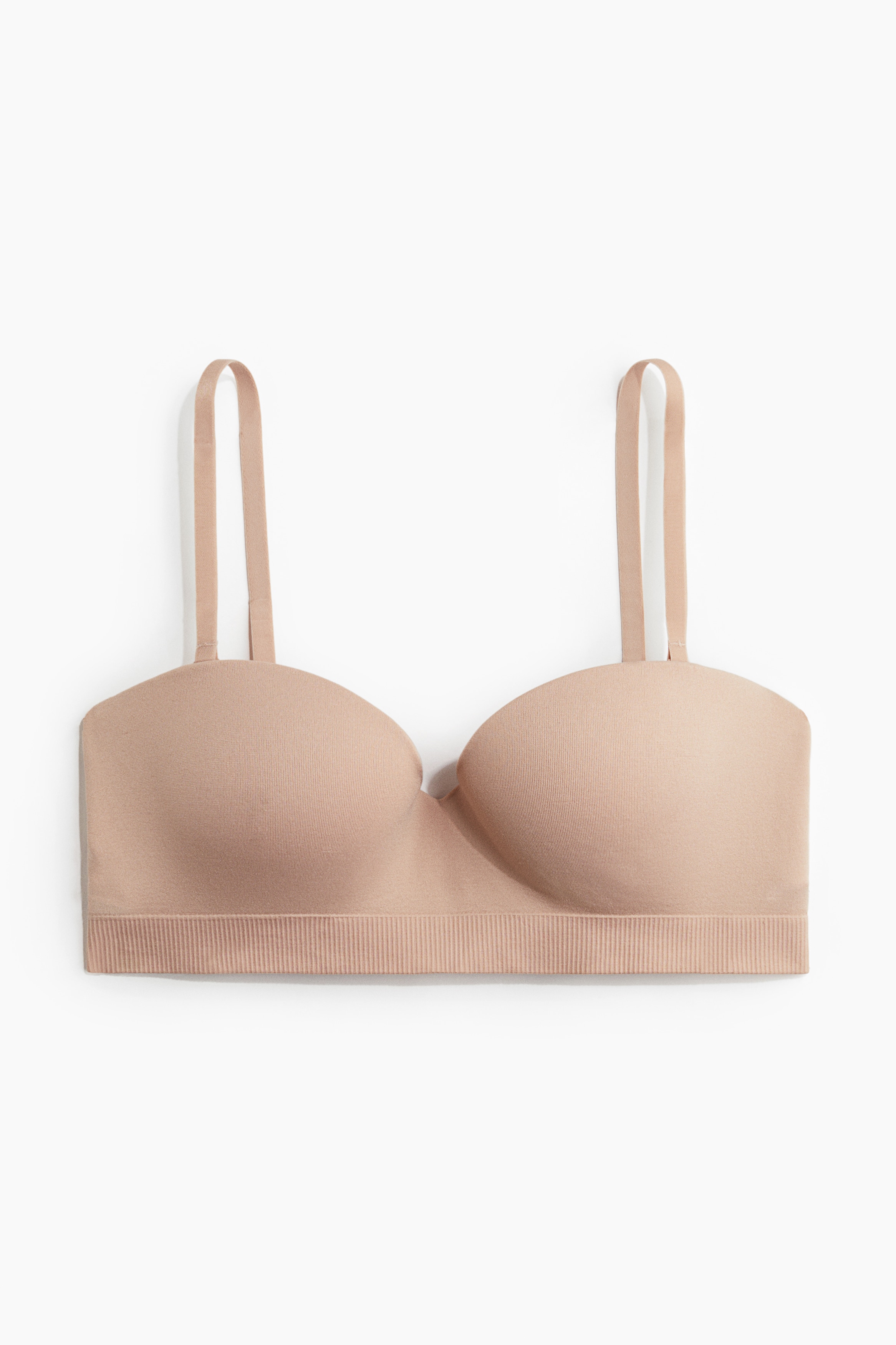 Seamless Padded Balconette Bra-Beige