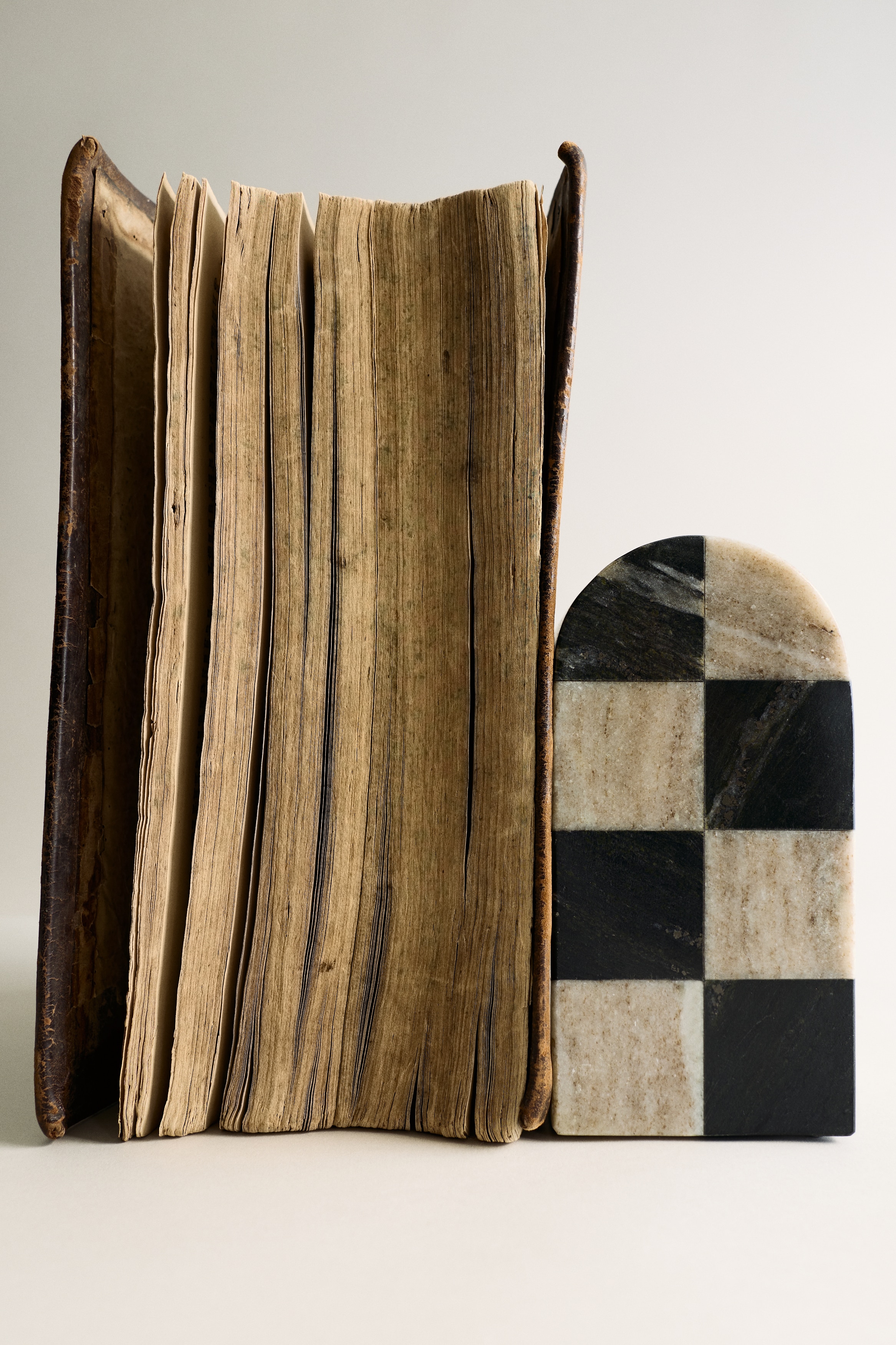 Marmeren boekensteun - Beige/zwart geruit/Beige/wit geruit