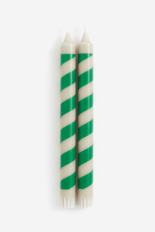2-pack candy cane candles - Grey/Green/Red/White/White/Gold-coloured/Brown/Striped/dc/dc - 1