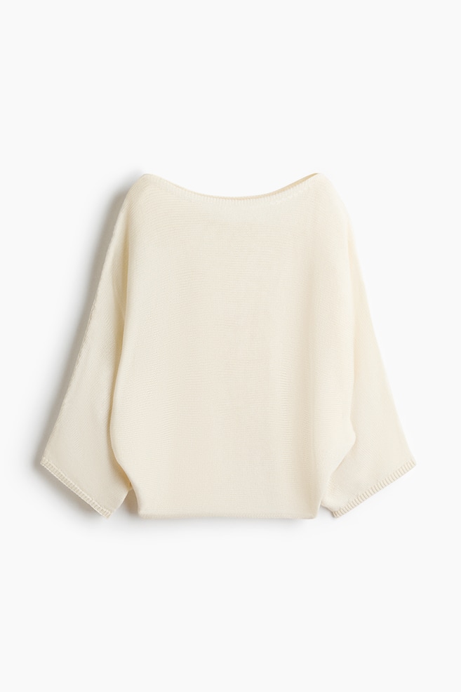 Batwing-Sleeved Sweater - Cream/Dark brown - 1