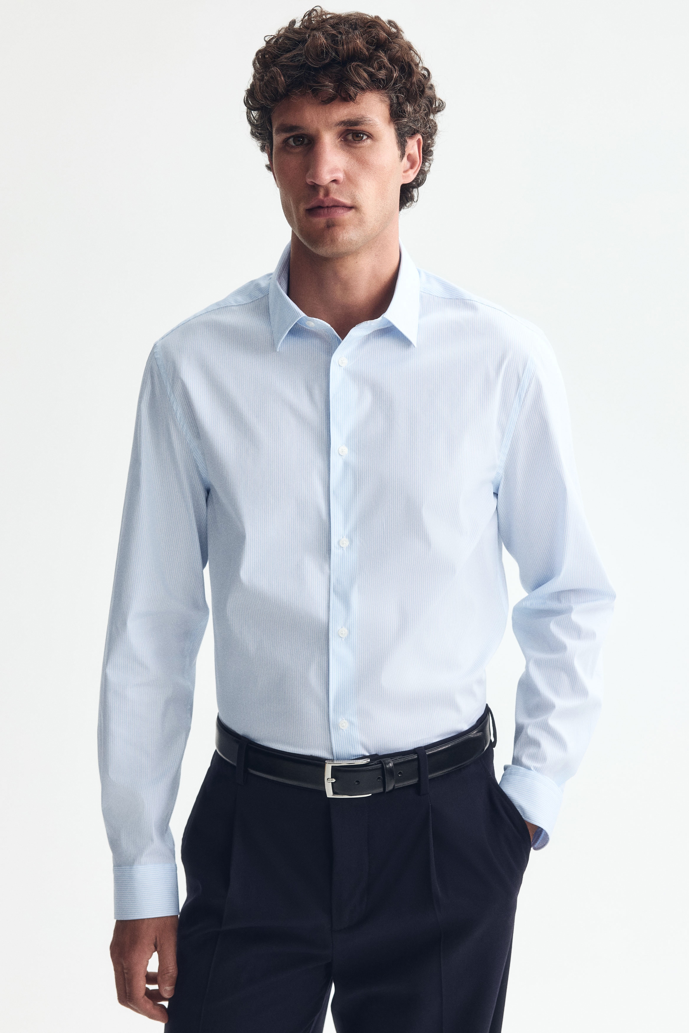 Rastegljiva košulja Slim Fit - Svetloplava/Bela/Crna/Svetloplava