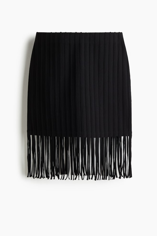 Falda con flecos - Negro - 1