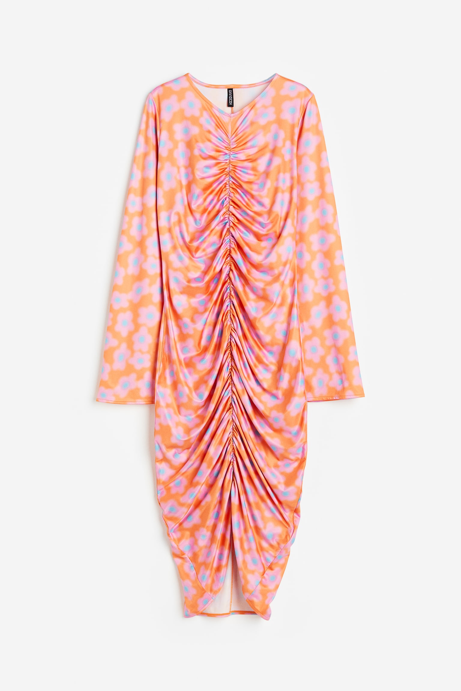 Gathered dress - Orange/Floral/Turquoise/Tie-dye - 1