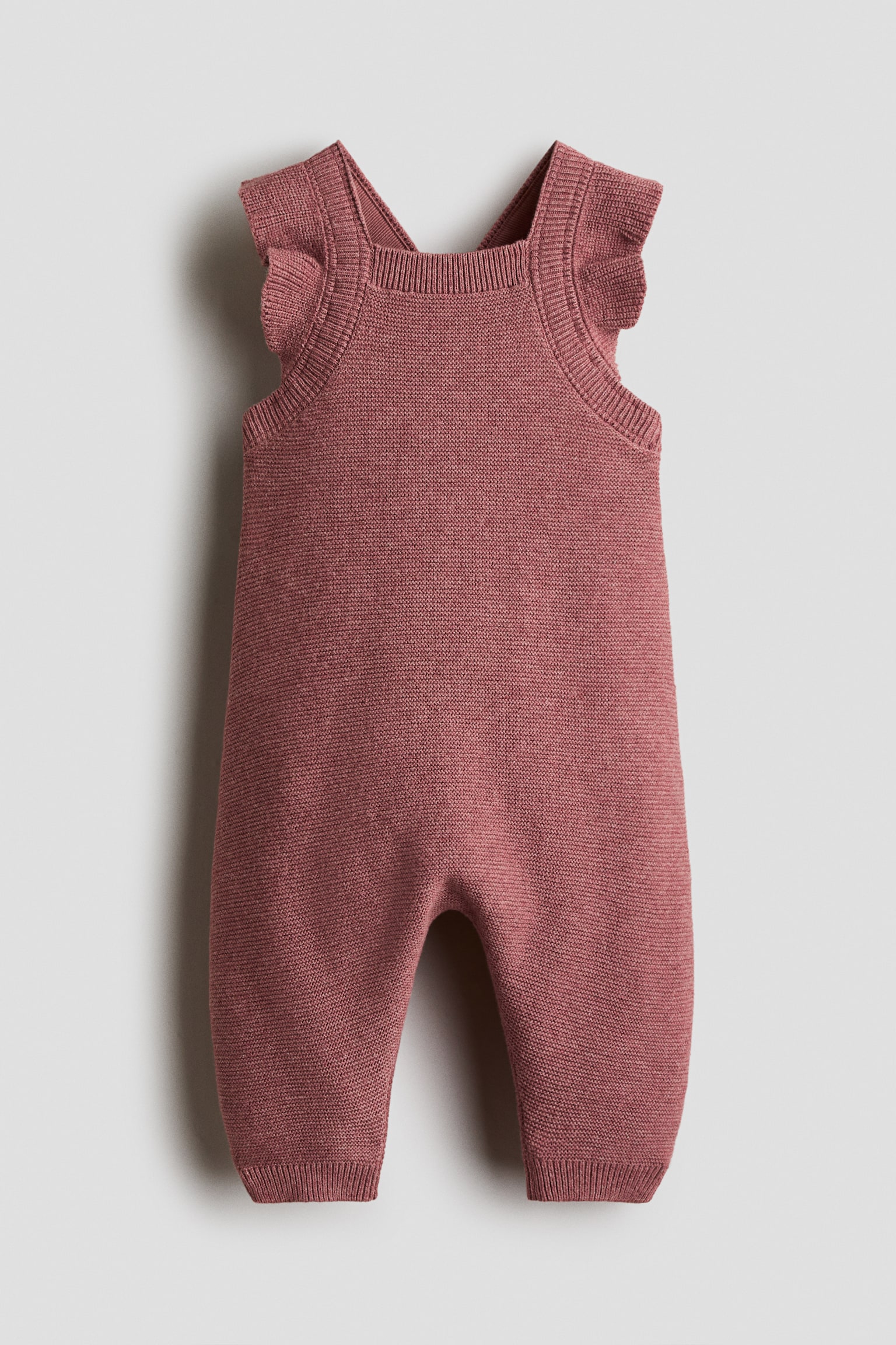 Cotton-knit dungarees - Dusty pink