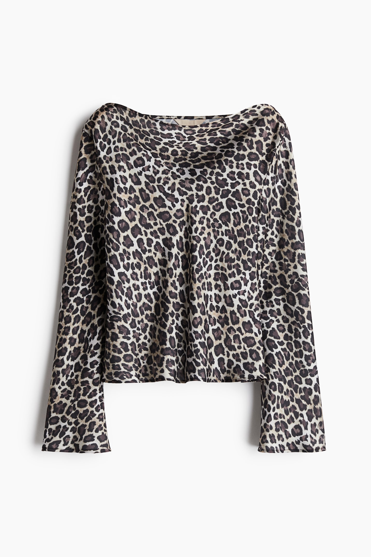 Top à encolure bénitier - Beige clair/imprimé léopard