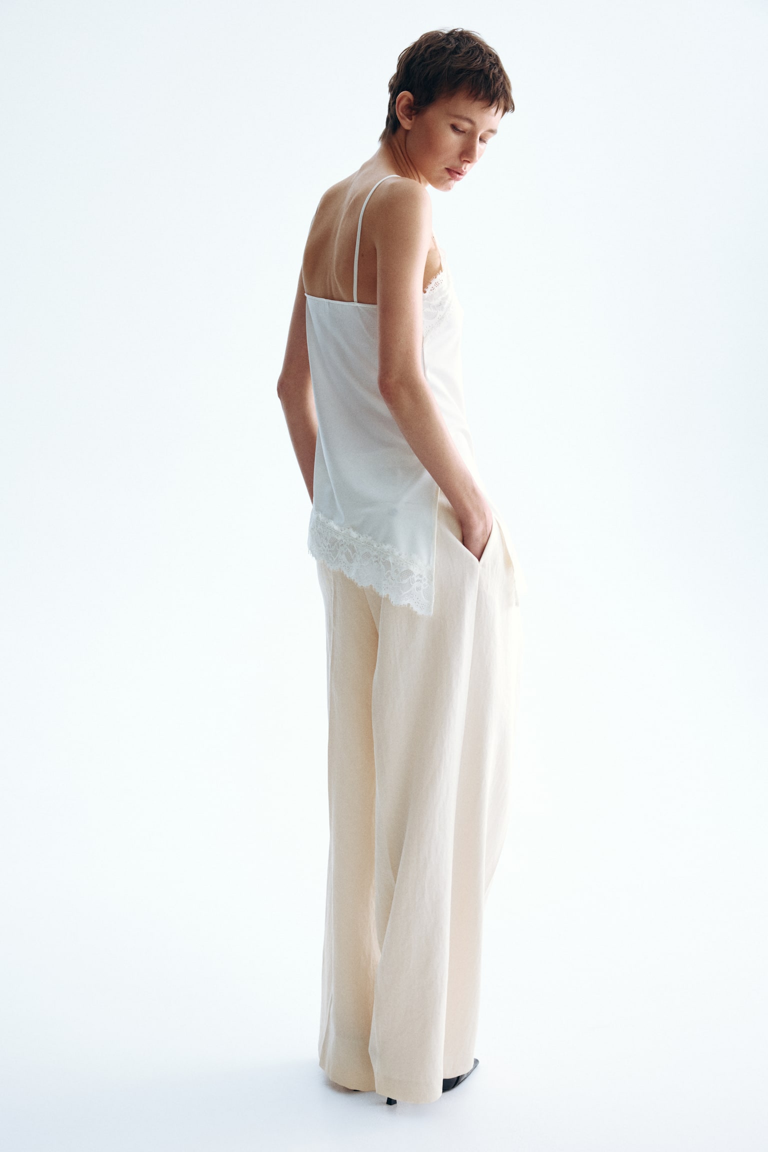 Tailored trousers - Light beige/Dark olive green/Dark brown - 3