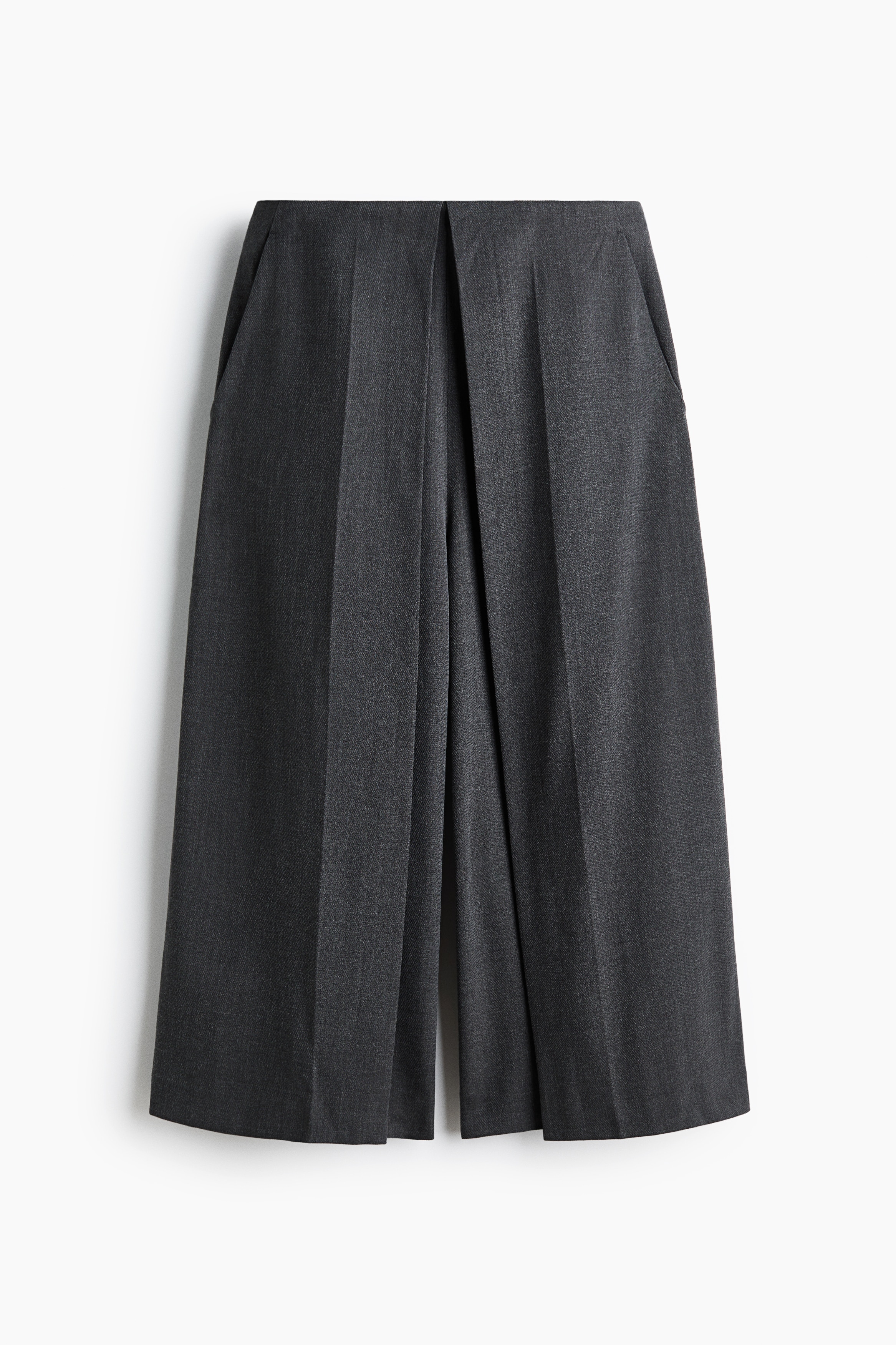 Pantalón palazzo con pliegue decorativo - Gris oscuro jaspeado