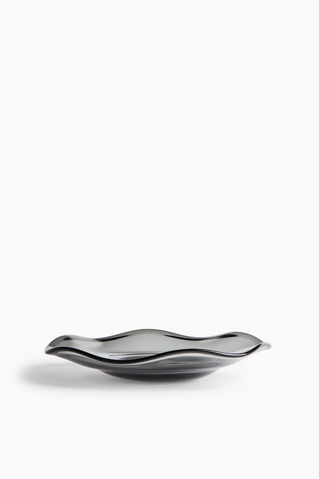 Irregular-Shaped Glass Appetizer Plate - Gray/Transparent - 1