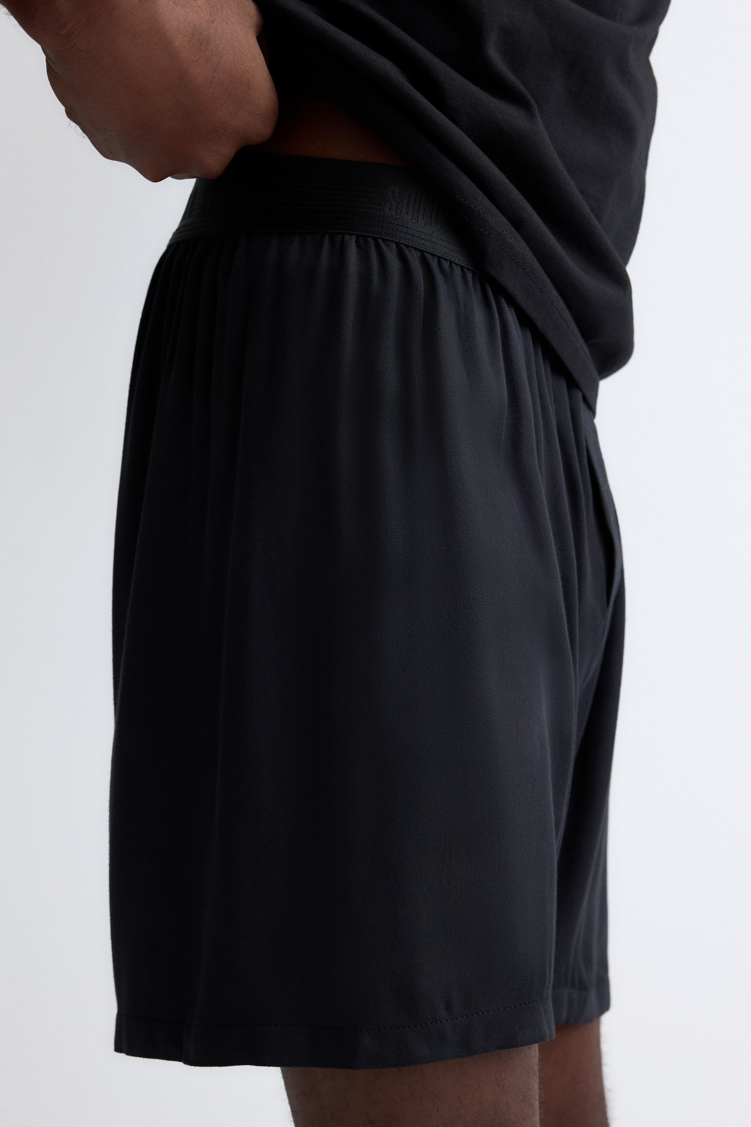 Satin boxer shorts - Black/Dark blue/Black - 5