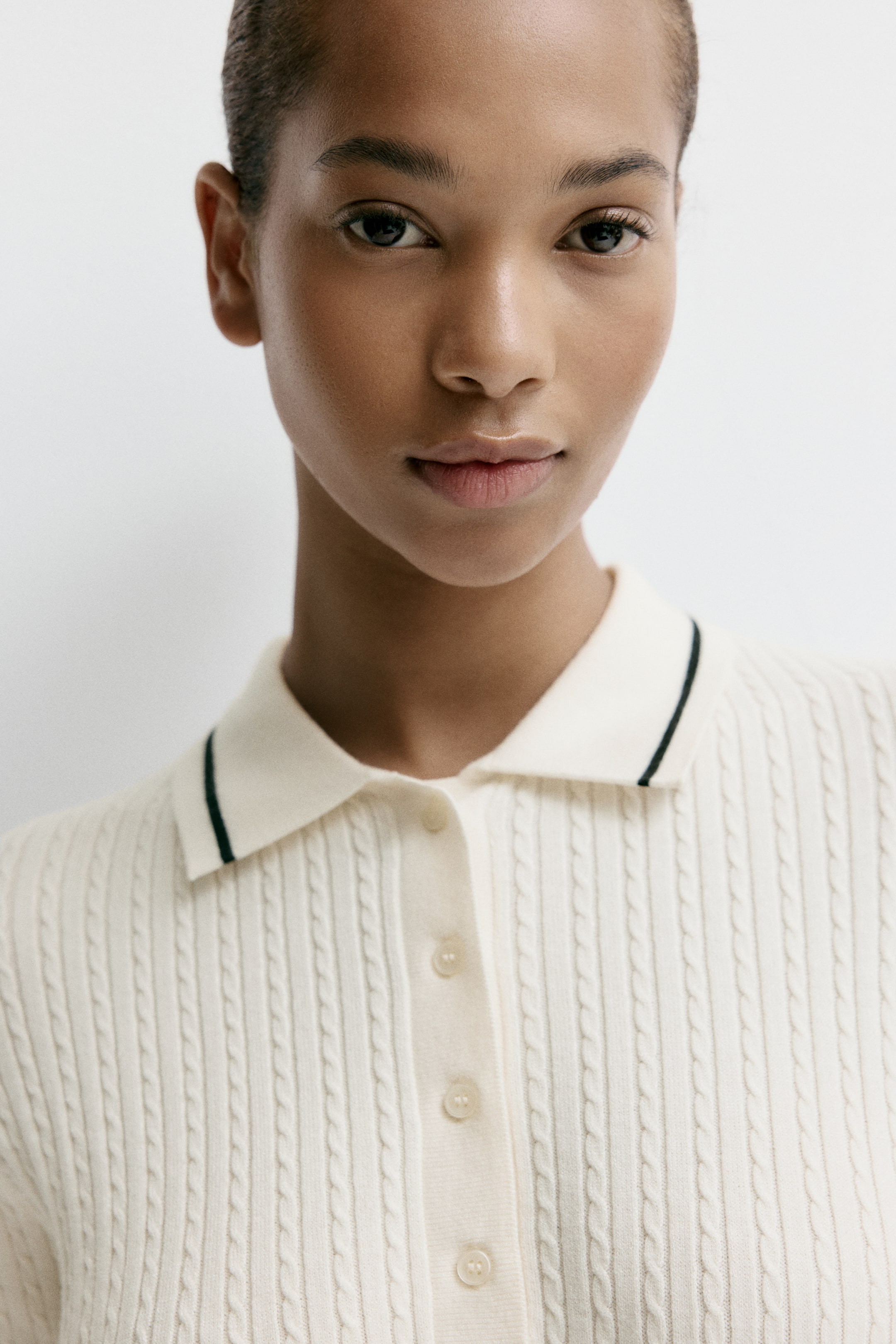 Robe polo en tricot torsadé