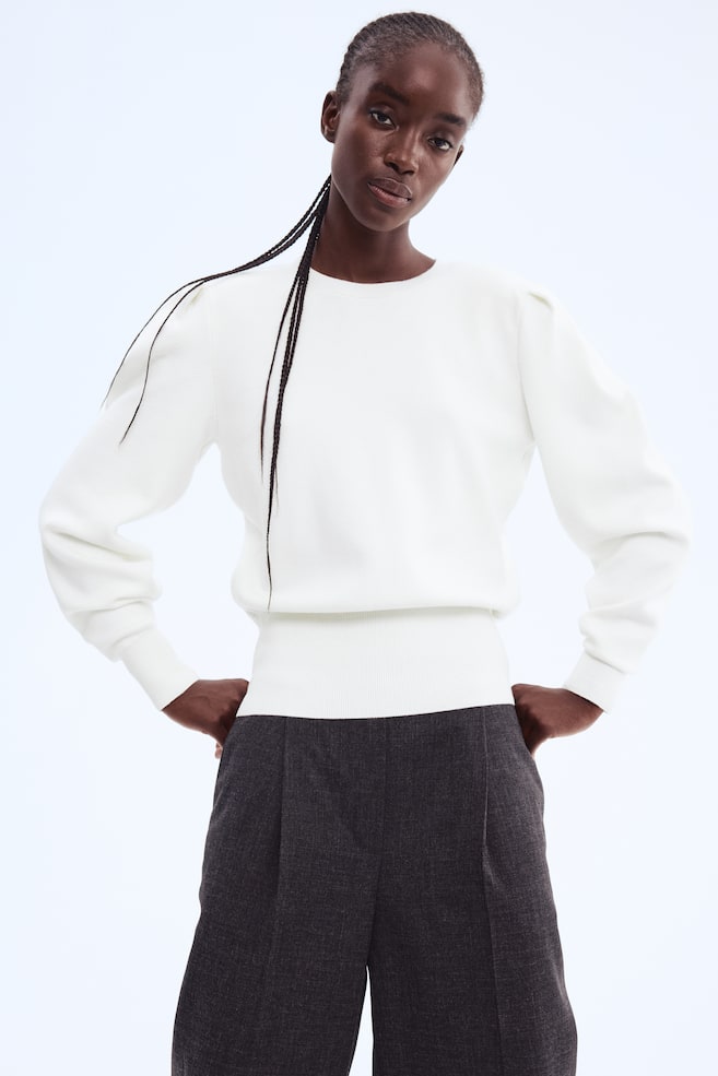 Top with Shoulder Pads - White/Dark green - 2