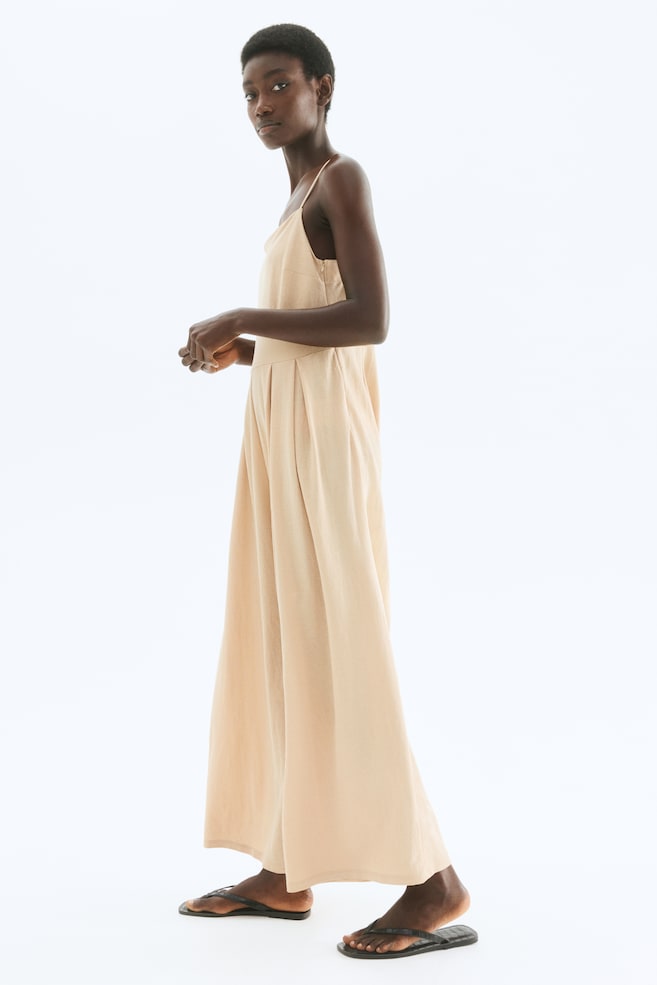 Pleated Jumpsuit-Beige - 4