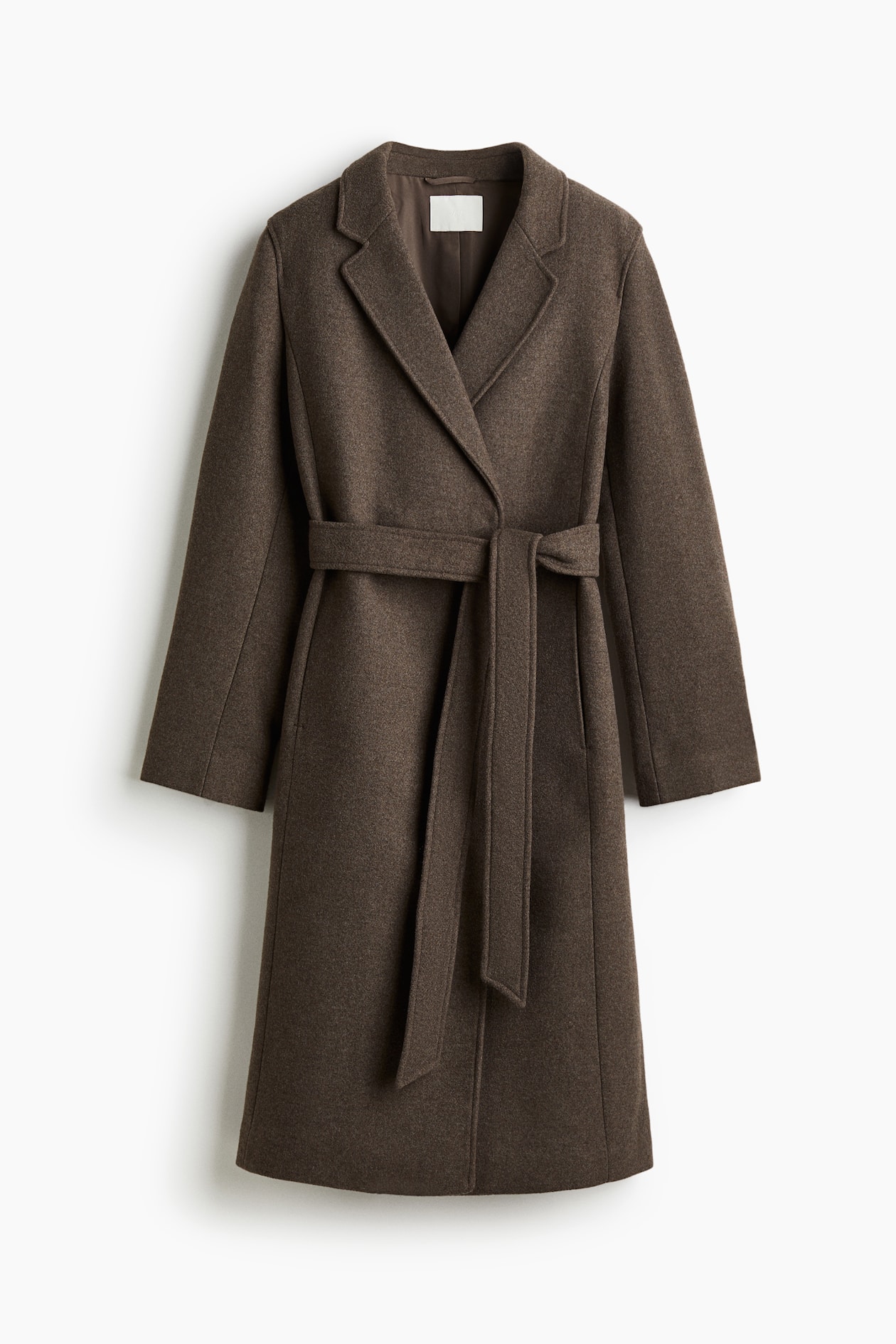Tie-belt coat - Dark brown marl - Ladies | H&M GB
