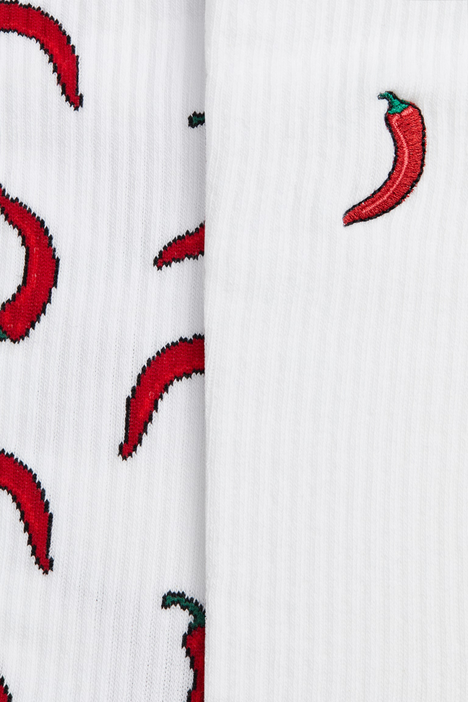 2-pack Motif-detail socks - White/Chilies/Black/Noodle soup/White/Pizza - 2