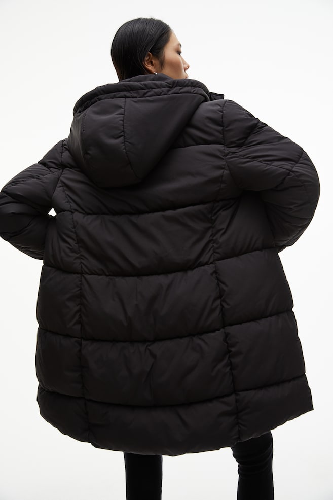 Hooded puffer coat - Black/Black - 4