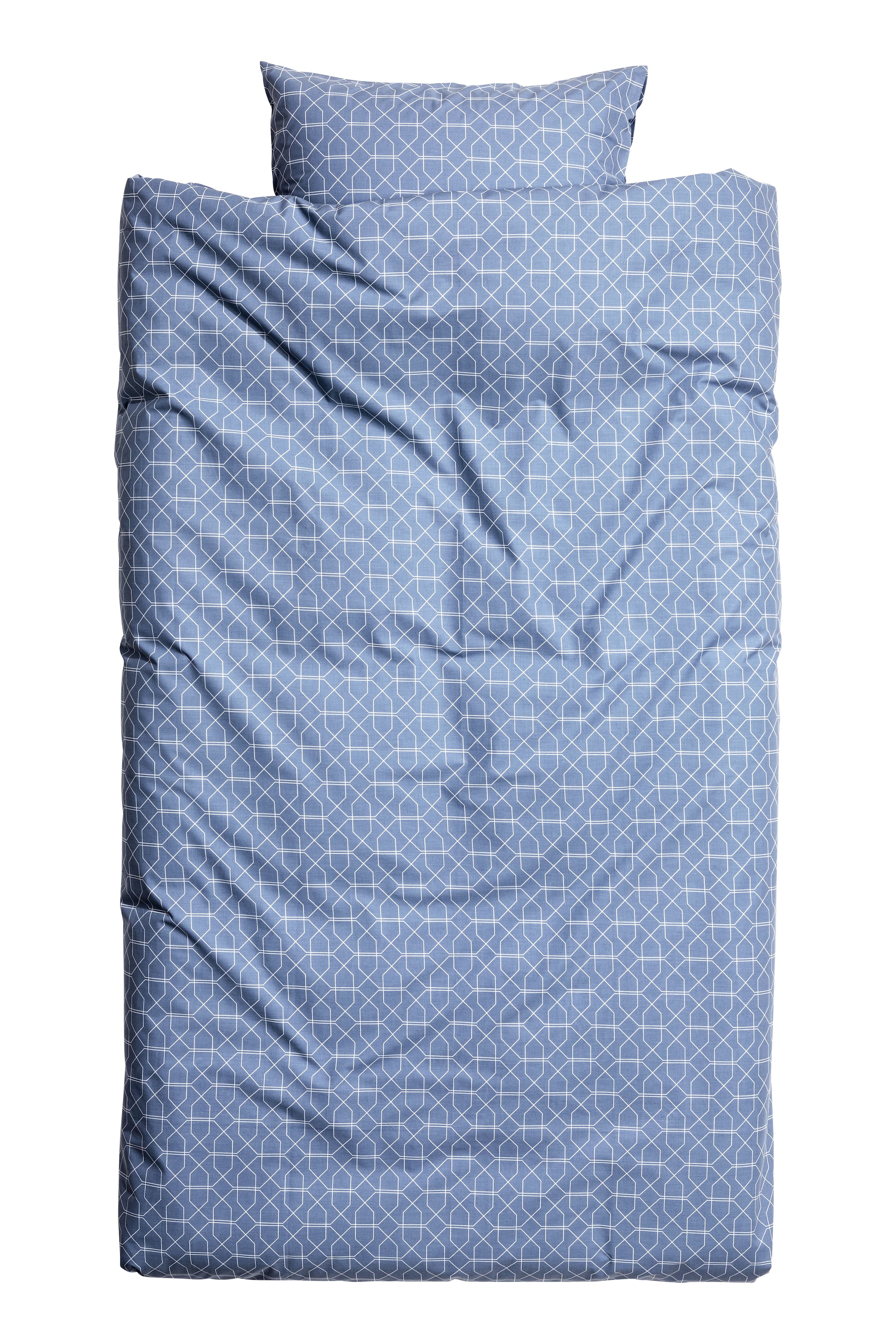 Näytä suurempi kuva: Kuviollinen pussilakanasetti - Kyyhkynsininen - Home All | H&M FI 1