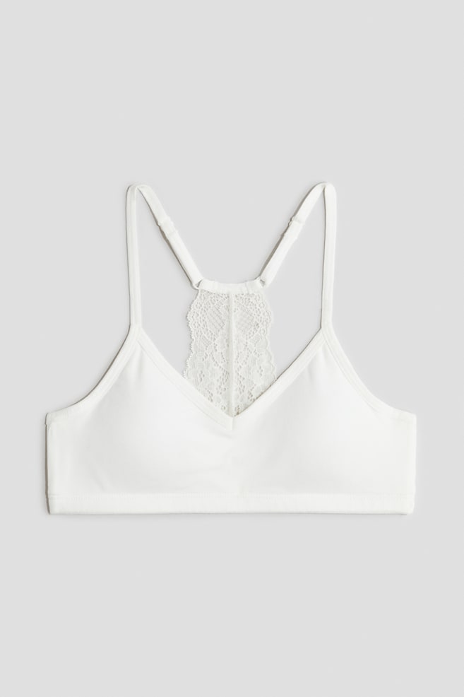 Top court avec dentelle - Blanc - 1