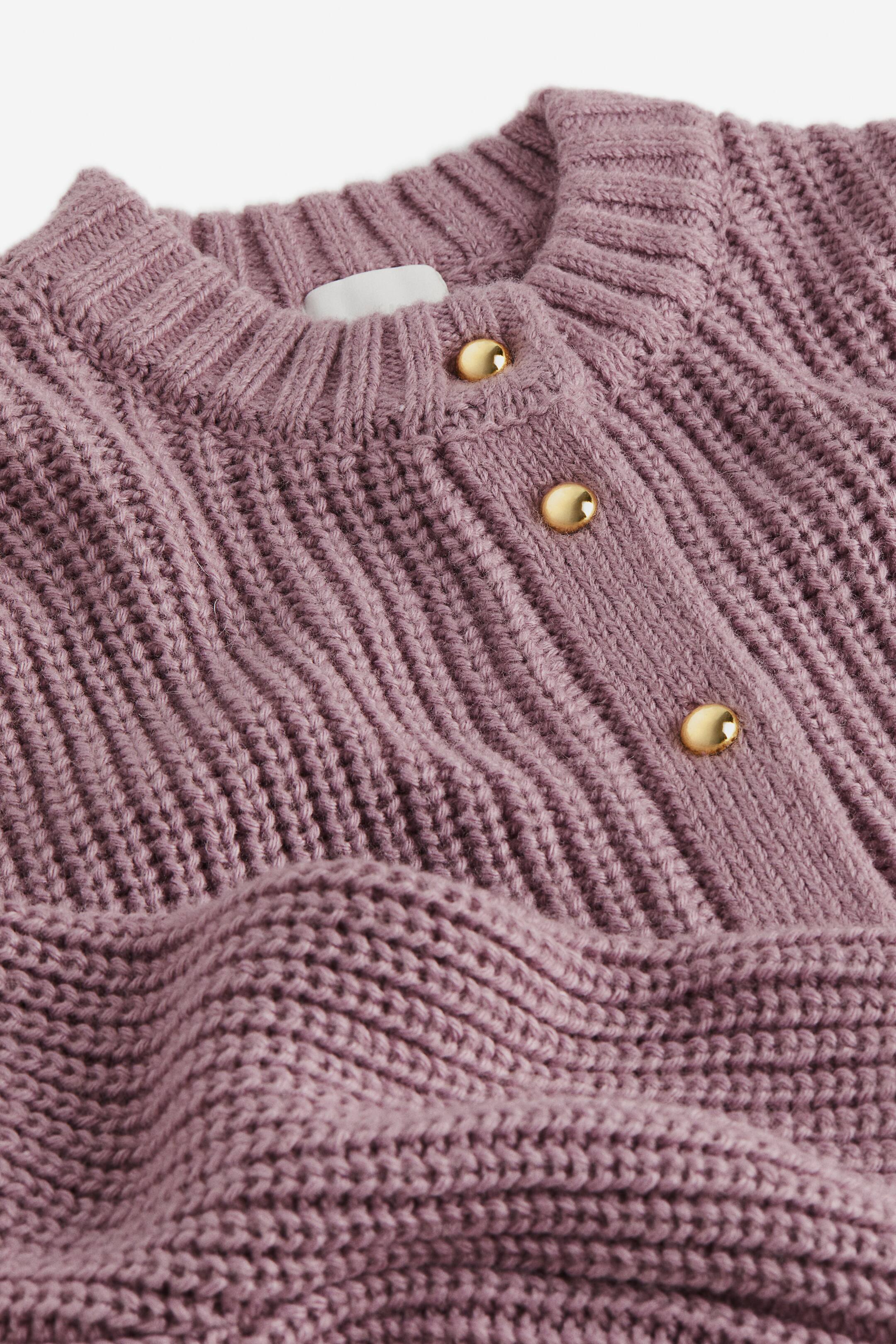 拡大画像を表示: ウールブレンド リブニットカーディガン - ダスティパープル - レディース | H&M JP 2