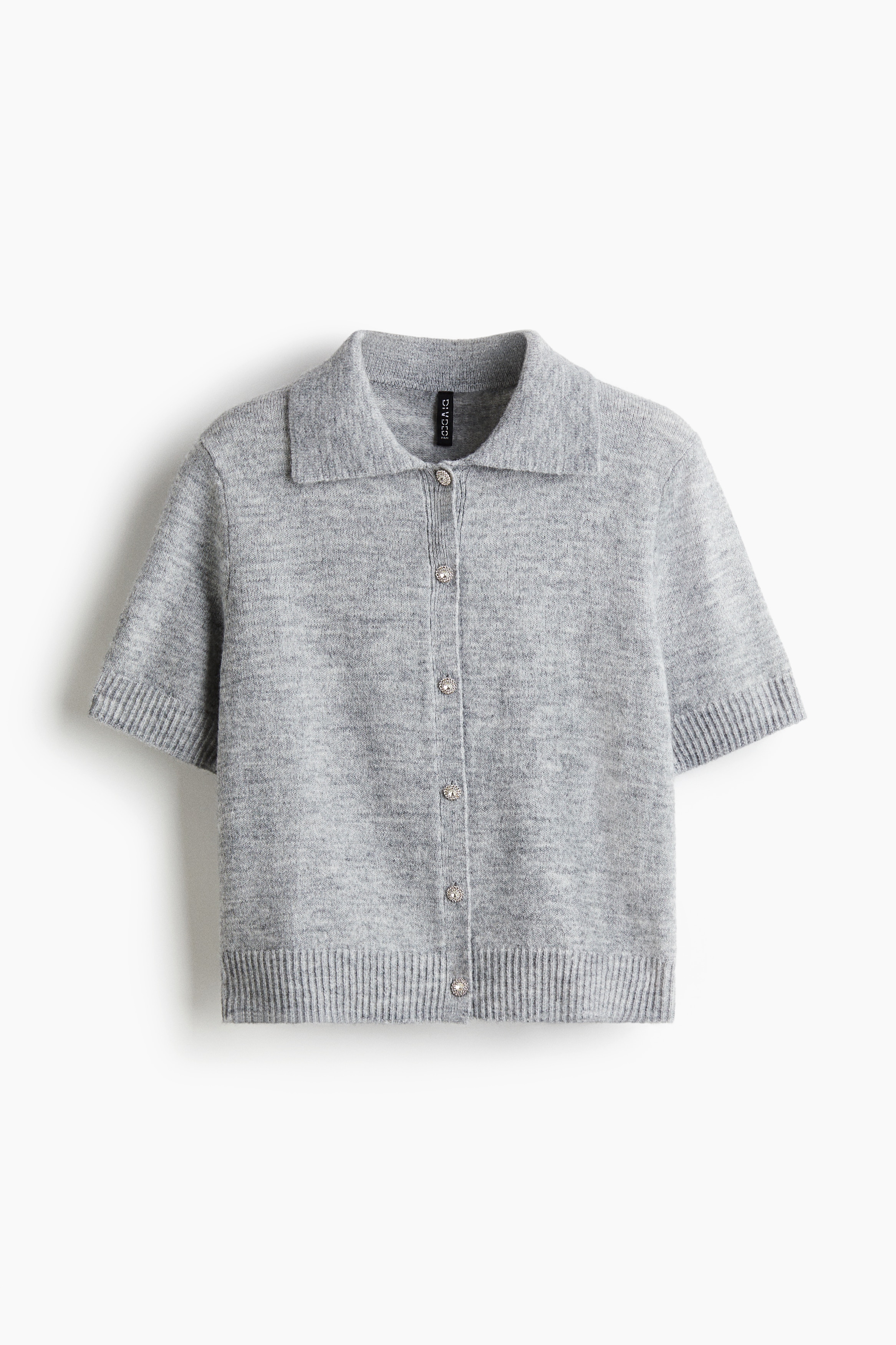 Cardigan in maglia fine - Grigio mélange/Bordeaux