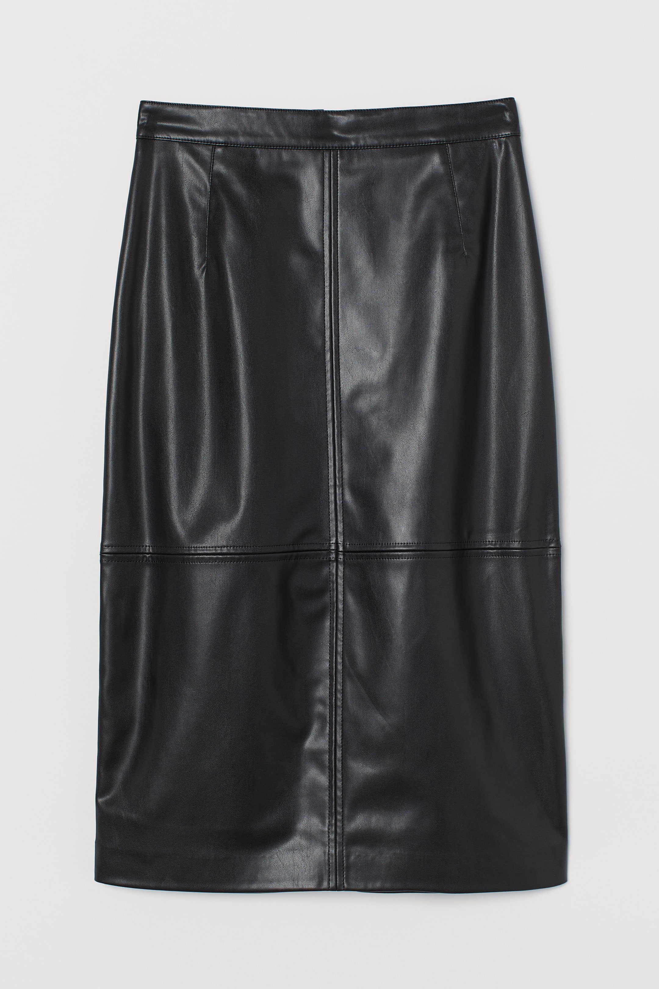 Imitation leather skirt - High waist - Midi - Black - Ladies | H&M GB