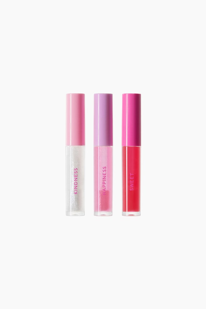 3-pack mini lip glosses - Red glitter/Hot pink glitter - 3