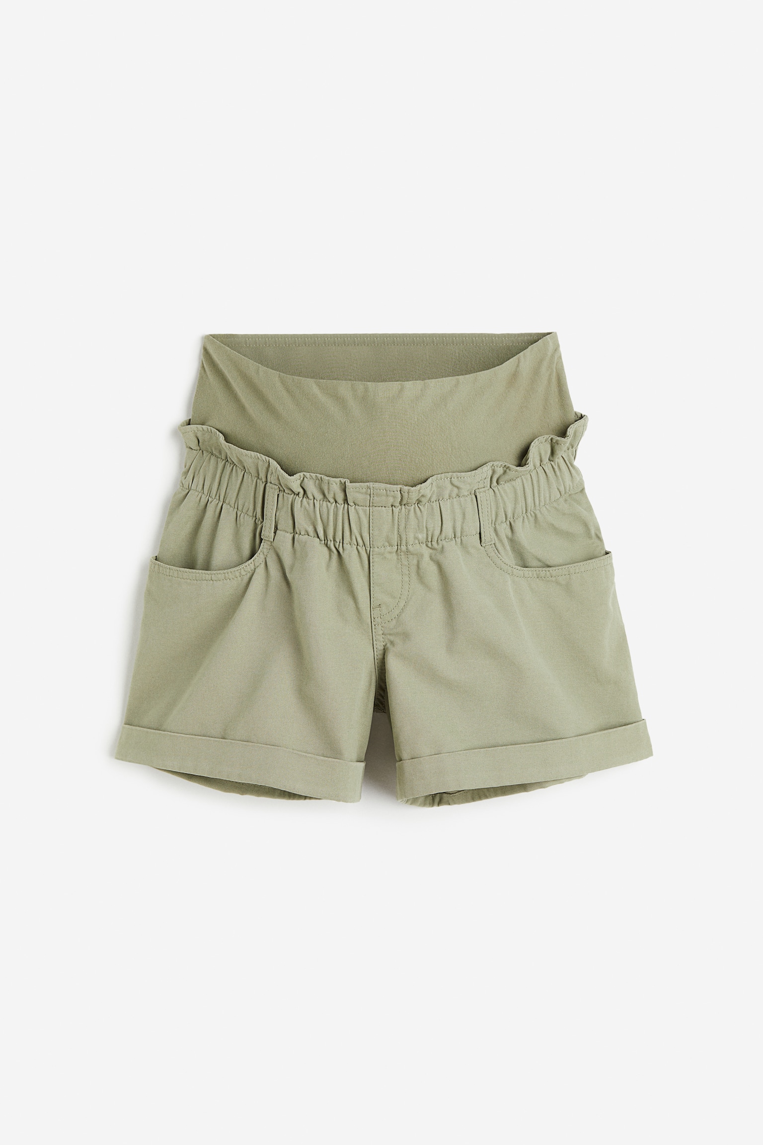 MAMA Paper bag shorts - Khaki green/Beige - 1