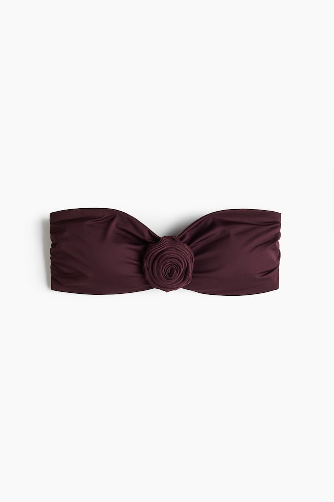 Wattiertes Bandeau-Bikinitop - Weinrot - 1