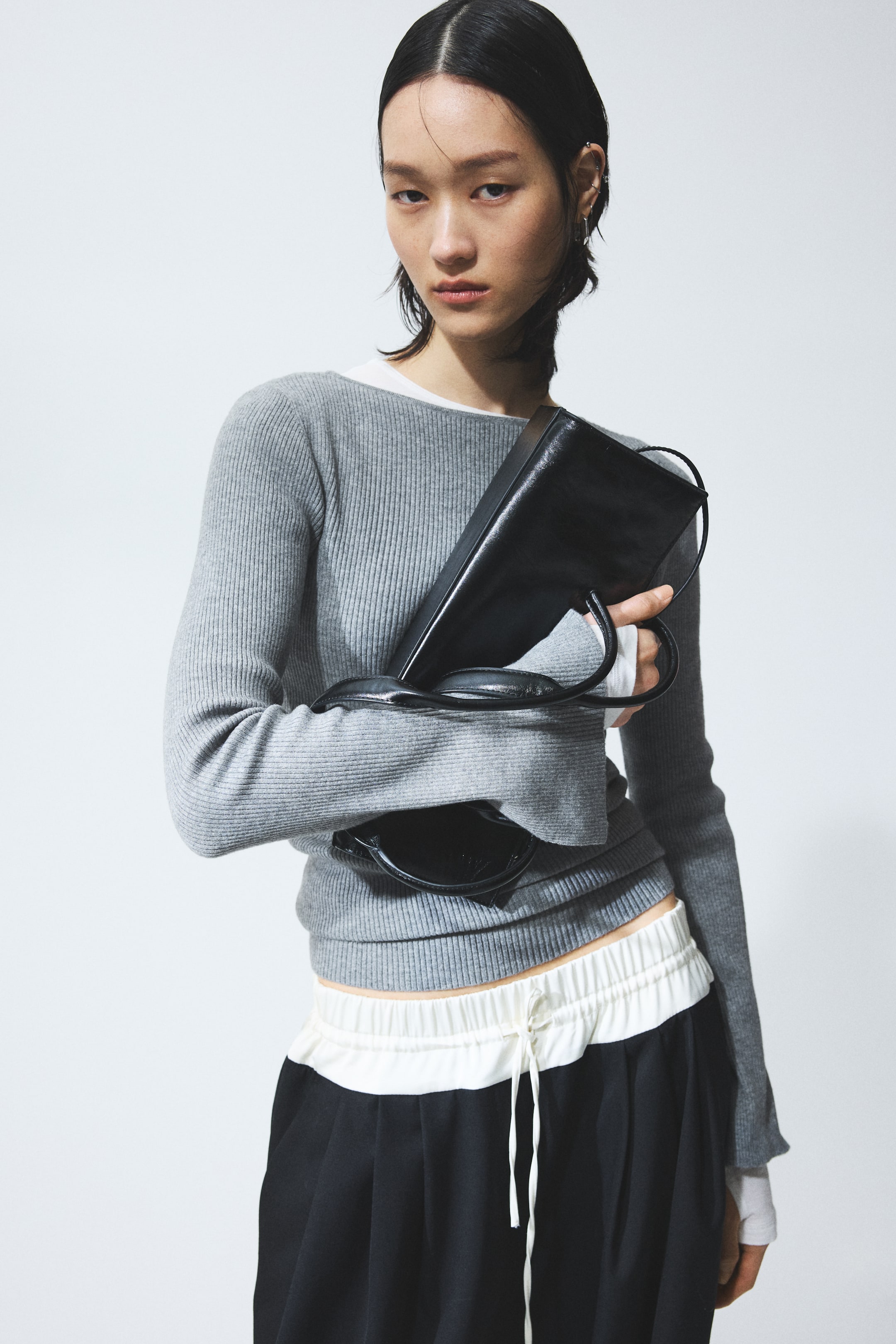 View larger image: Rib-knit top - Grey marl - Ladies | H&M 1