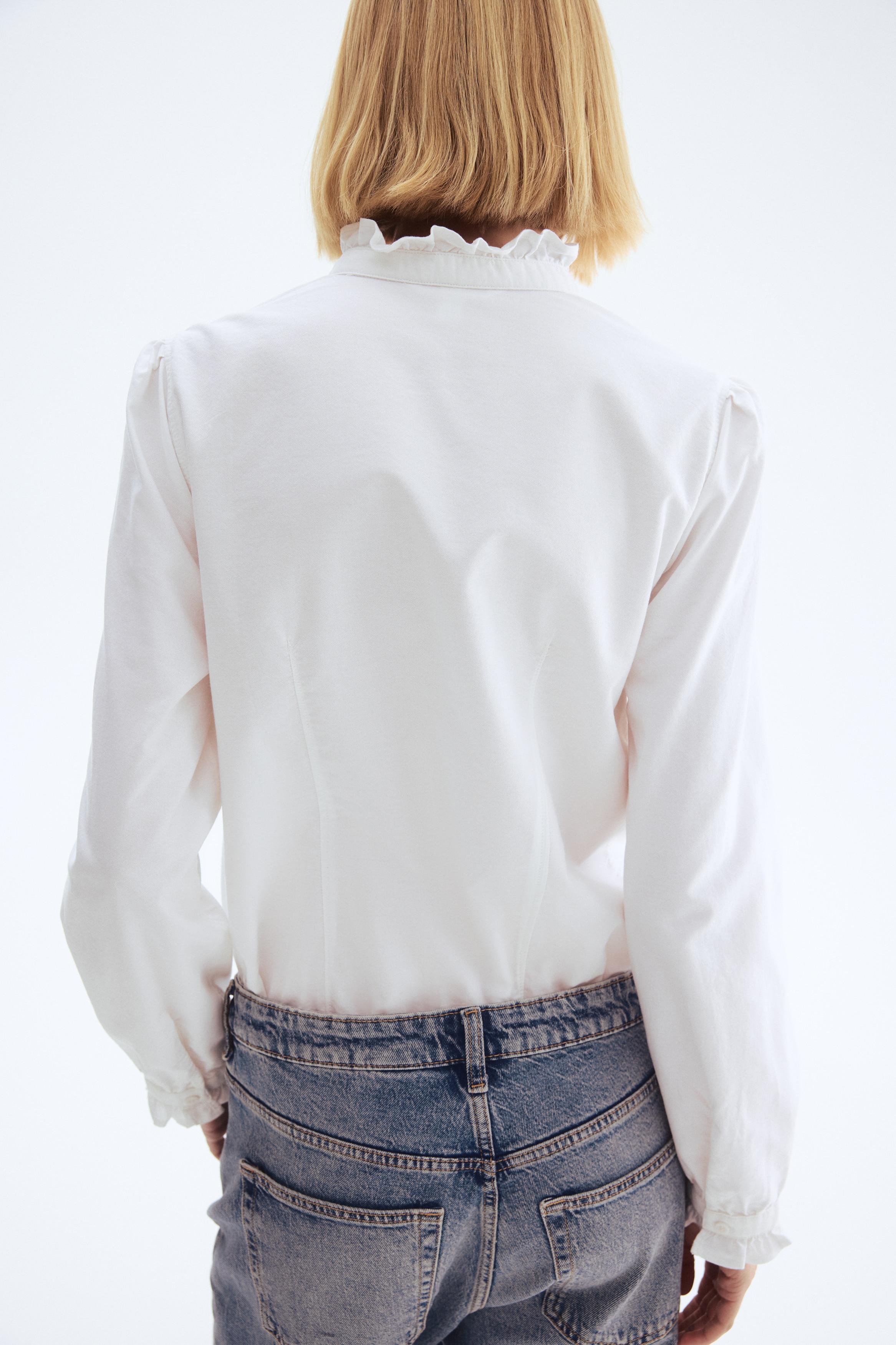 Frill-trimmed Oxford blouse
