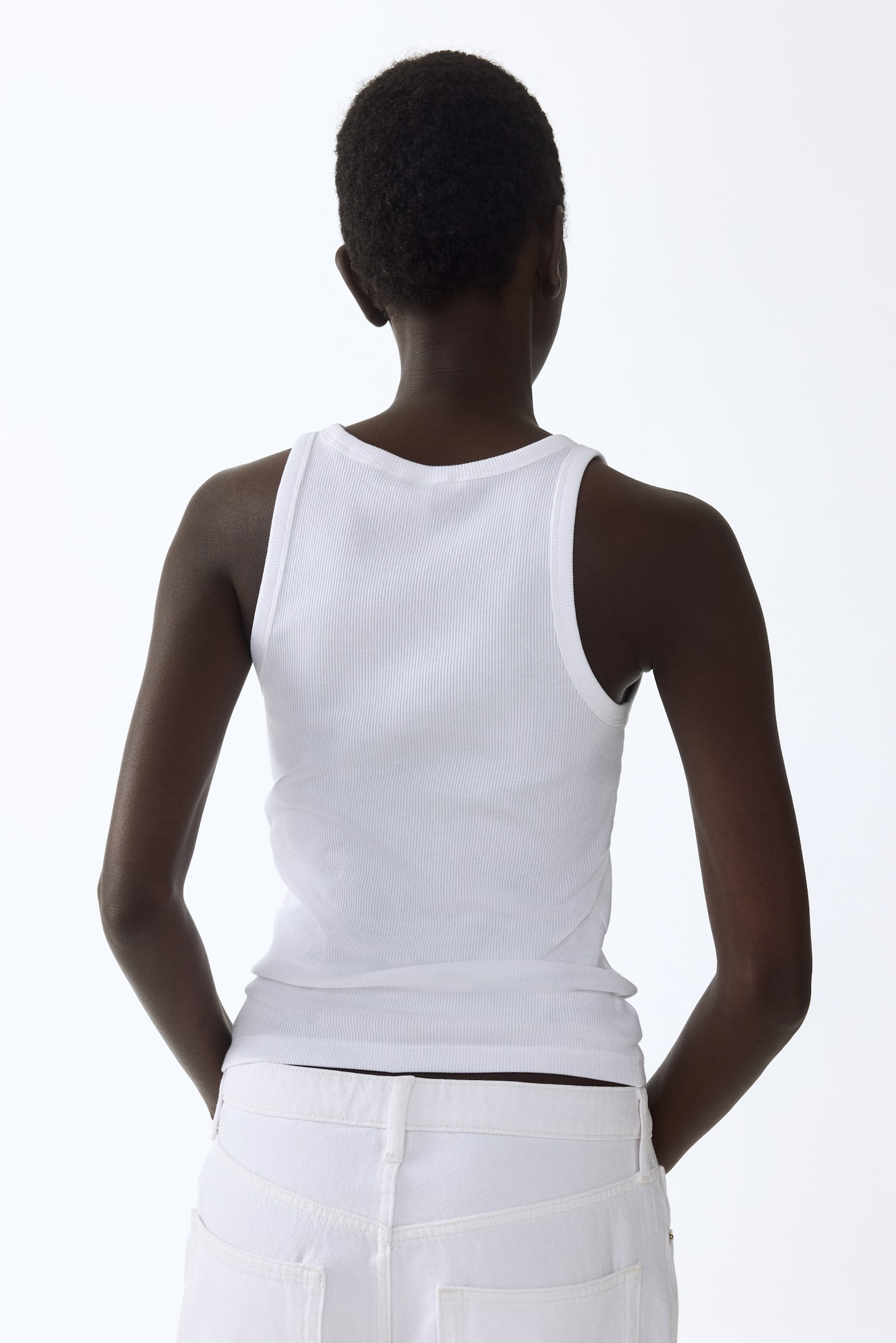 Ribbed cotton vest top - White/Black/Navy blue/Dark dusty pink - 6