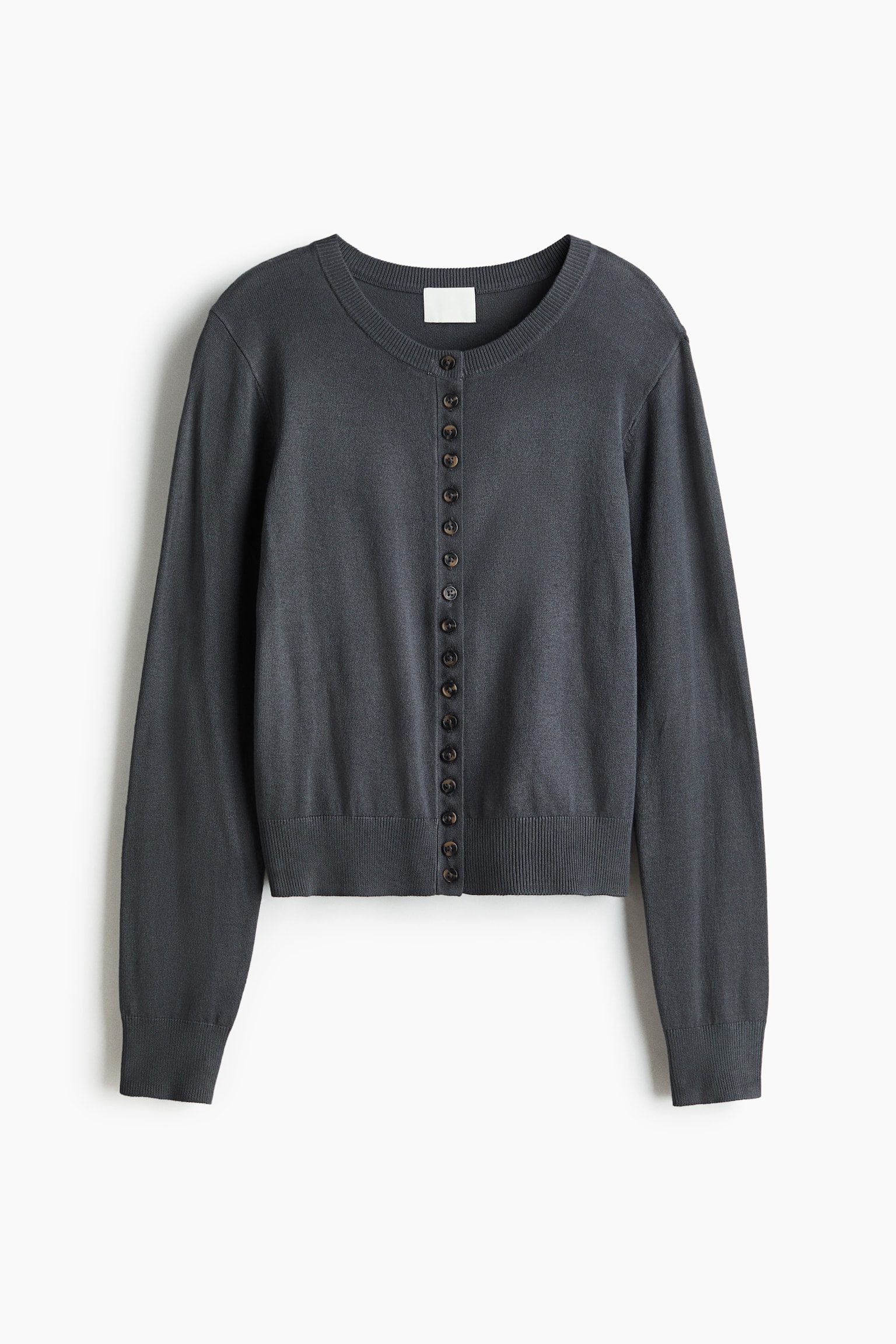 Fine-knit cardigan - Dark grey/Beige/Black - 1