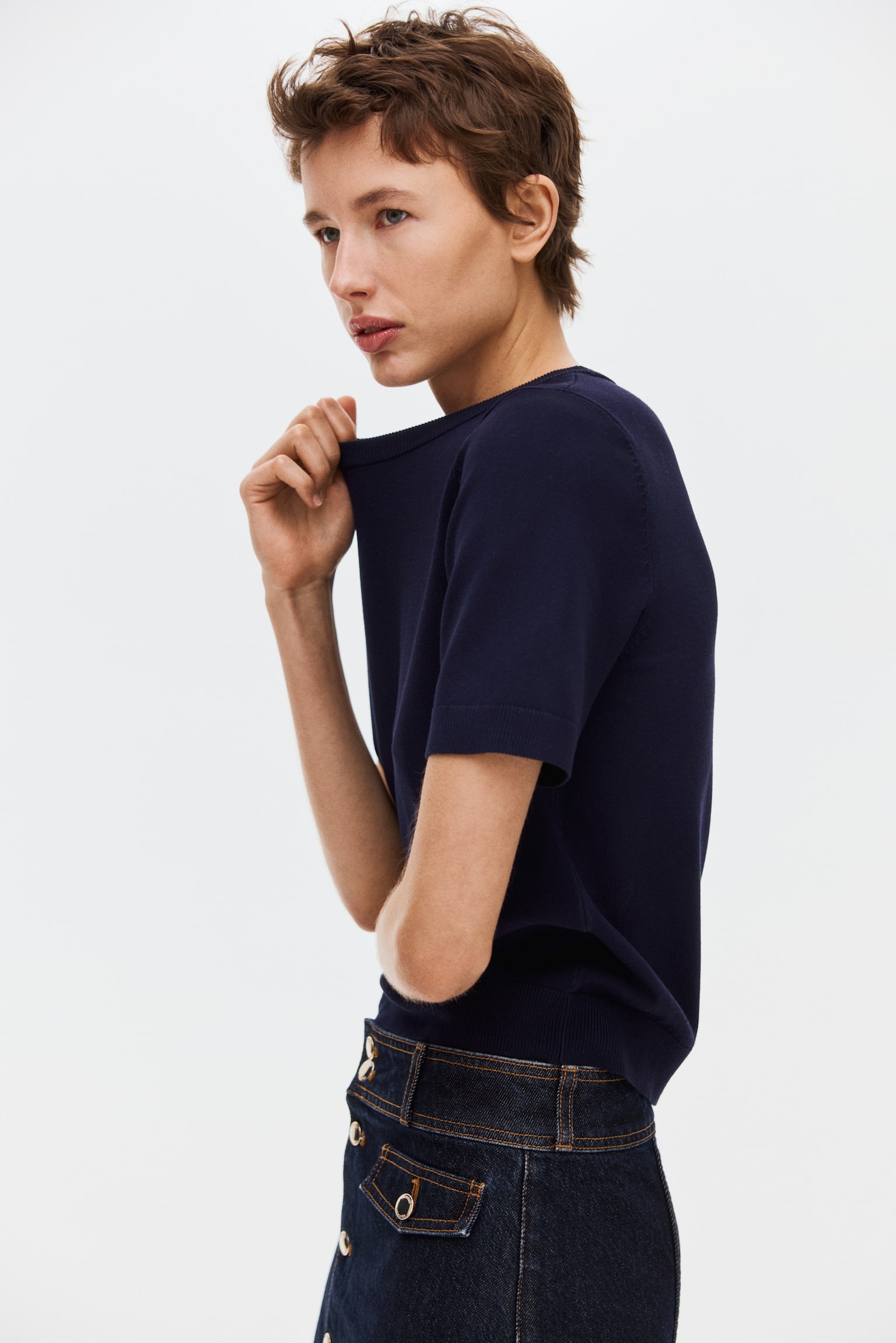 Áo dệt kim mịn - Màu xanh tím than/Màu be xám đốm/Màu vàng lợt/Màu vàng - 5