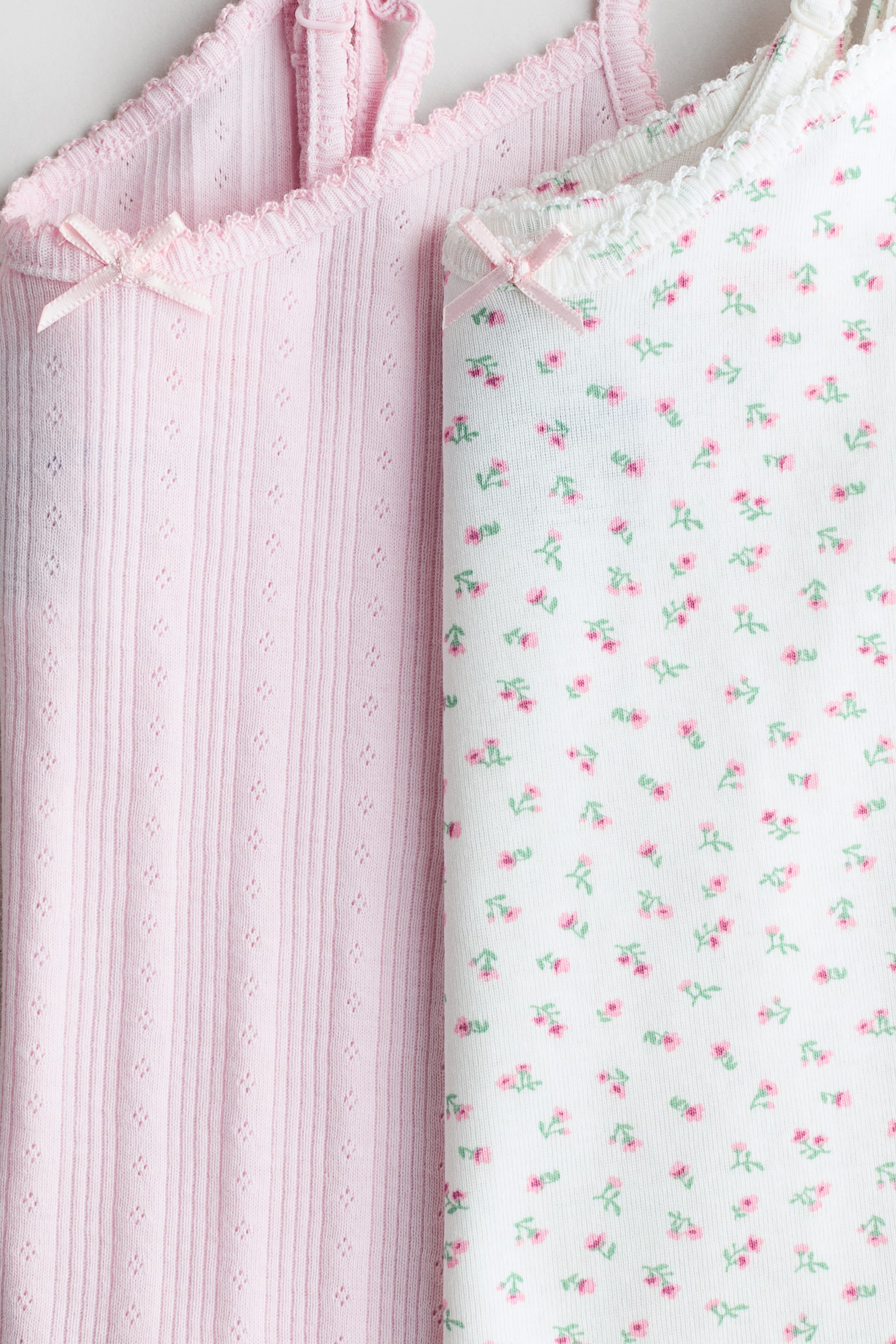 2-pack de tops de tirantes - Rosa claro/Floreado/Gris jaspeado claro/Floreado - 2