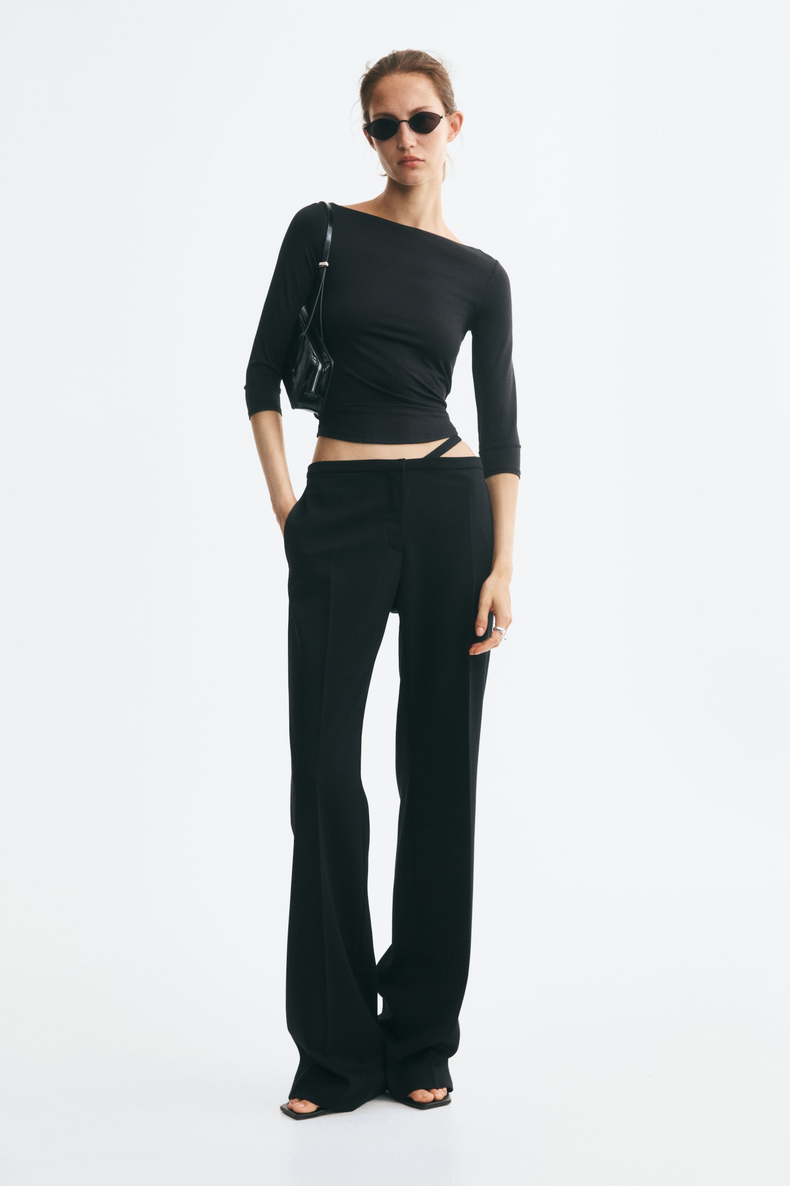 Женский топ H&M Boat-Neck Jersey Top, цвет: Чёрный — фото 3