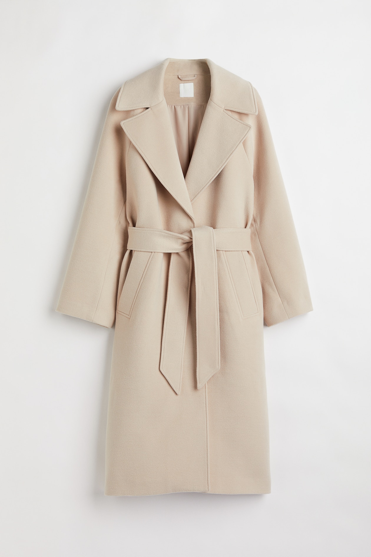 Tie Belt Coat - Long sleeve - Long - Light beige - Ladies | H&M US