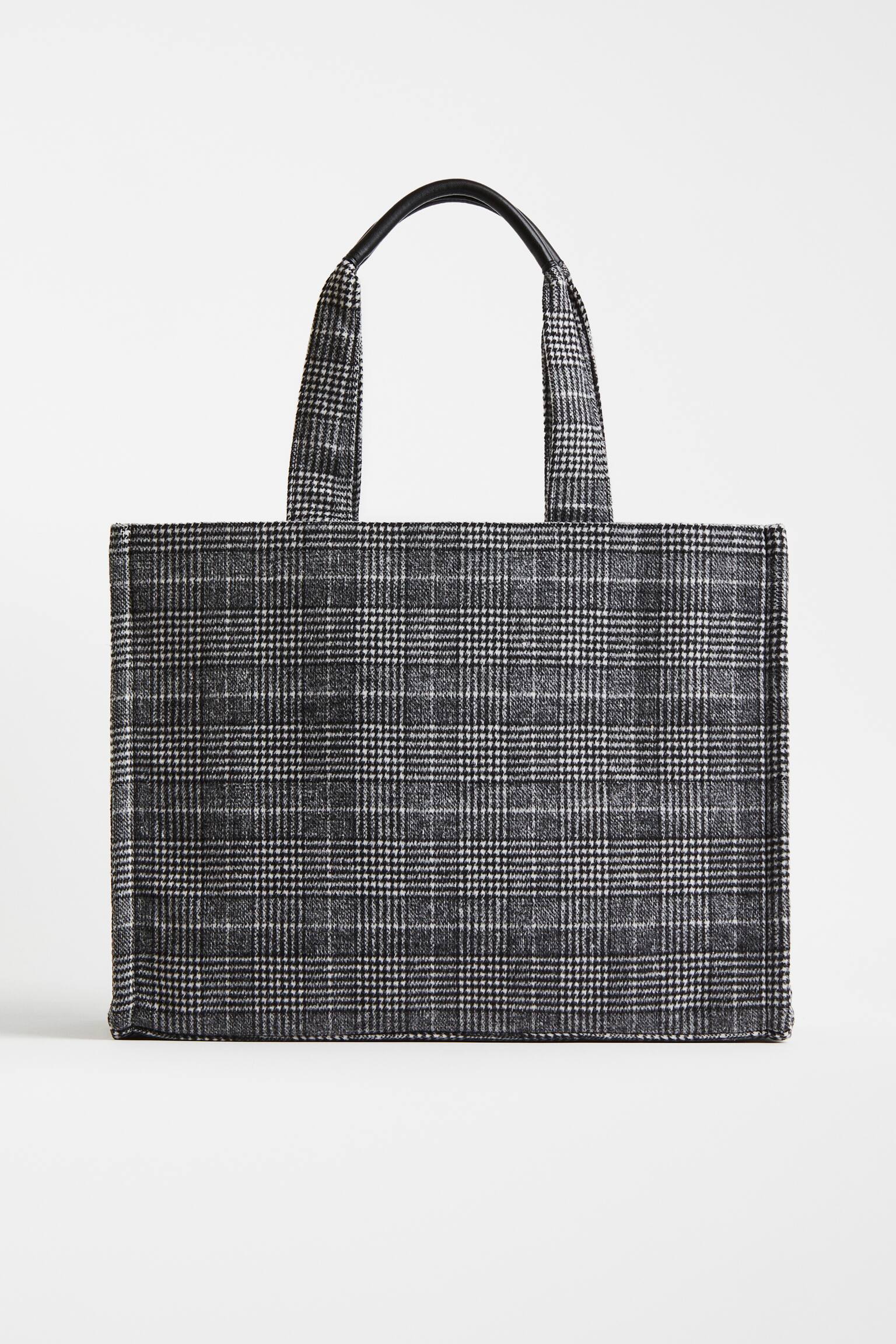 Túi shopper vải flannel - Màu xám/Kẻ ca rô - 1