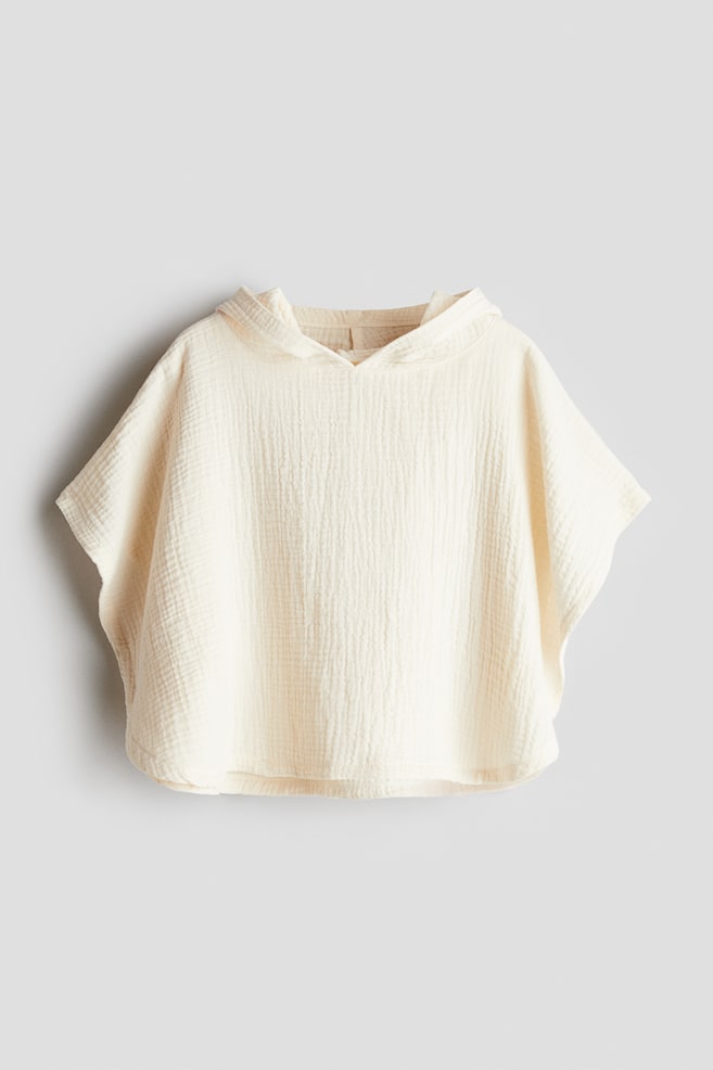 Poncho de bain en mousseline de coton-Crème - 1