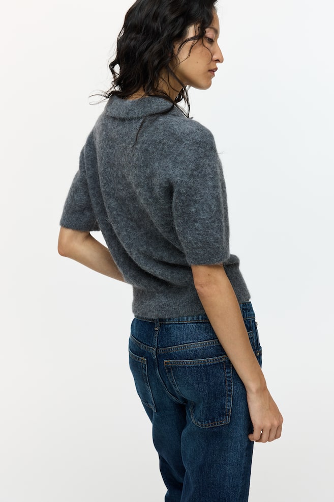 Poloshirt aus Alpakamix-Dunkelgraumeliert - 4