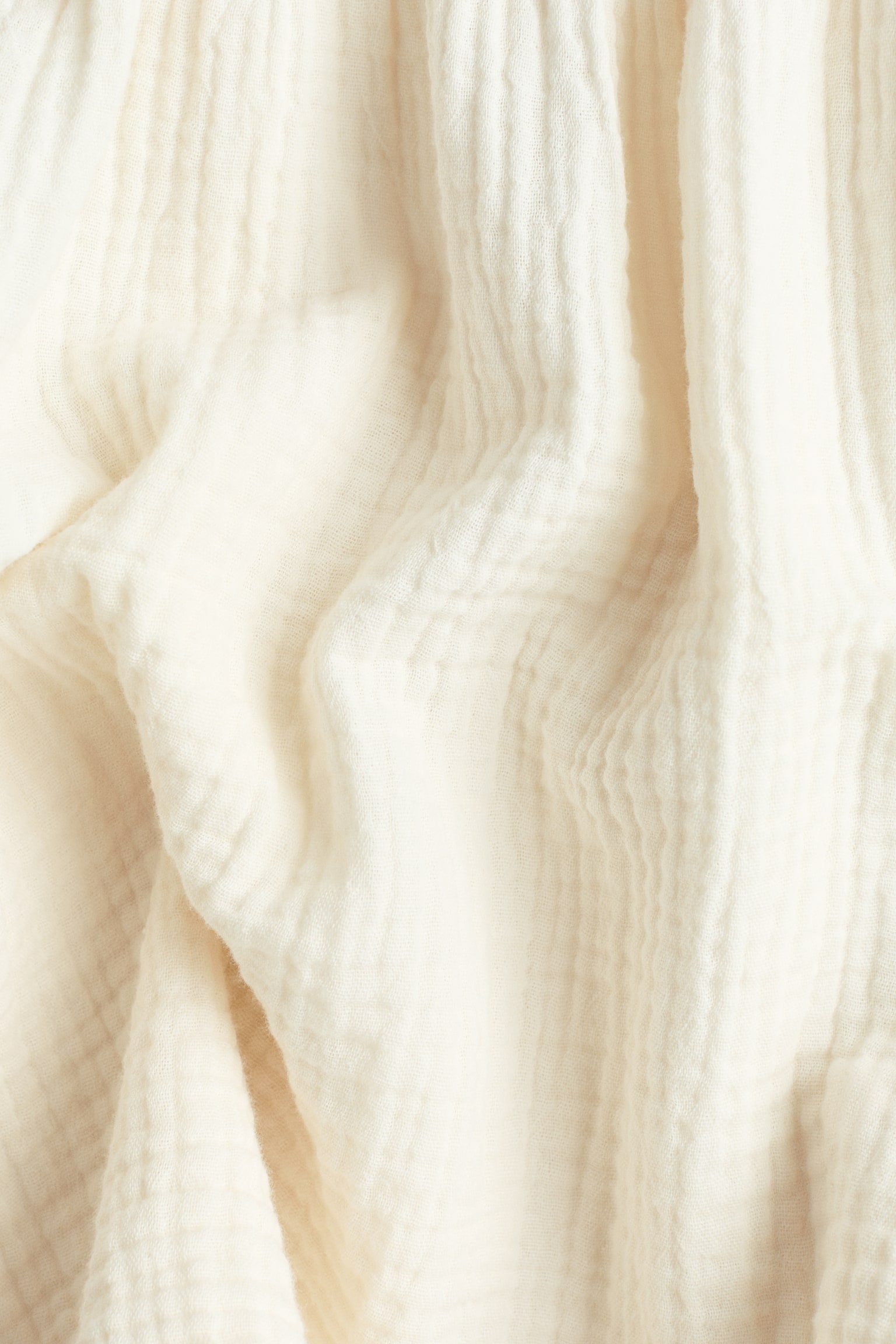 Cotton Muslin Dress - White/Beige - 4